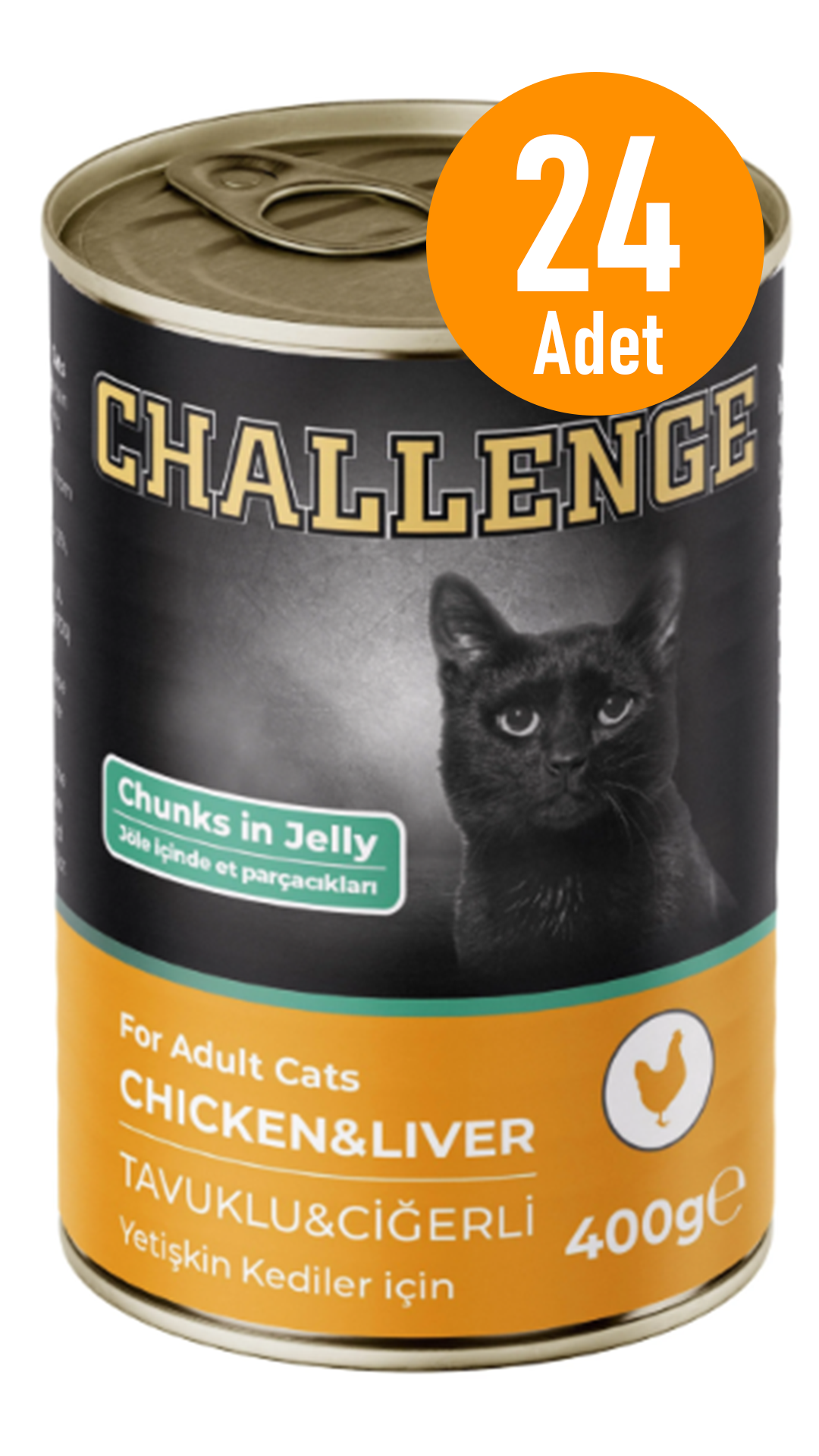 Challenge Tavuklu Ciğerli Yetişkin Kedi Konservesi 400 gr 24 Adet