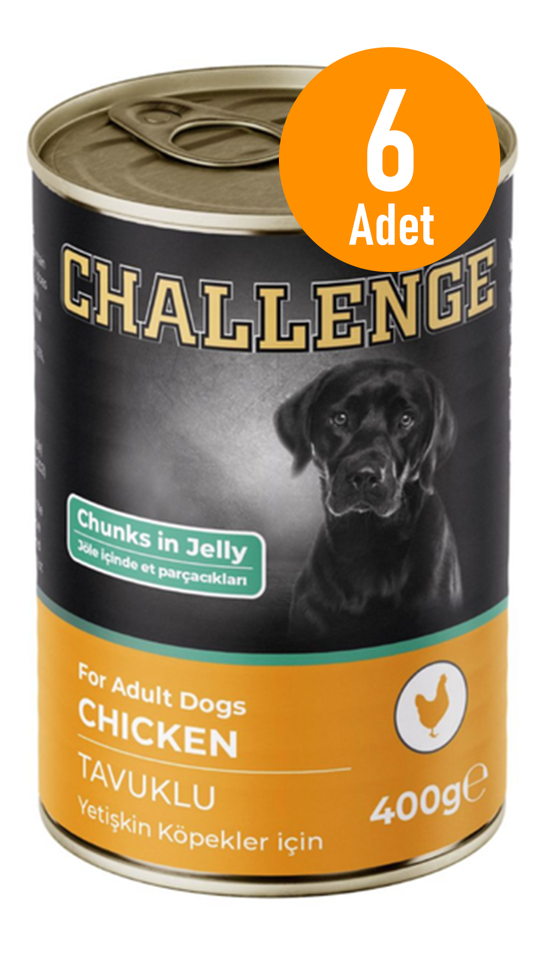 Challenge Tavuklu Yetişkin Köpek Konservesi 400 gr 6 Adet