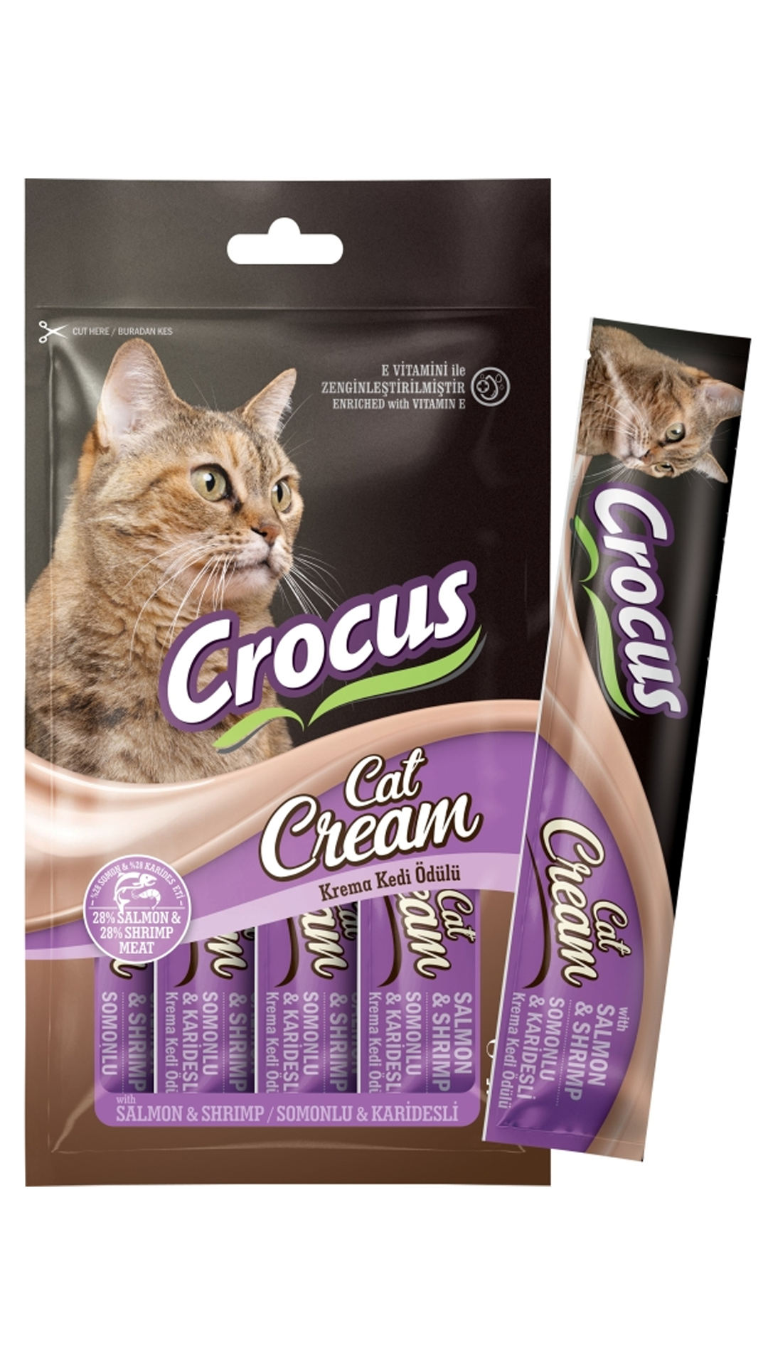CROCUS SOMONLU VE KARİDESLİ KREMA KEDİ ÖDÜLÜ 4x15G