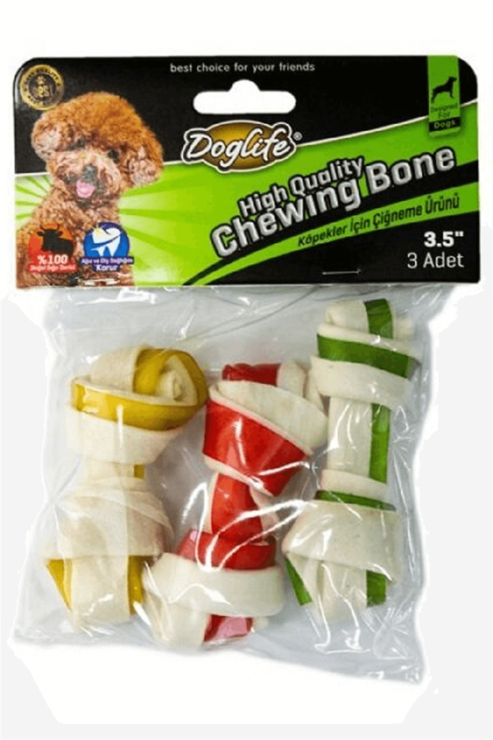 DOGLİFE DÜĞÜMLÜ KEMİK RENKLİ 20GR/AD. 3LÜ