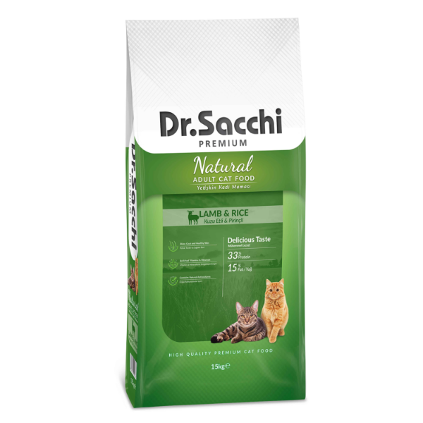 Dr.Sacchi Premium Natural Kuzulu ve Pirinçli Yetişkin Kedi Maması 15kg
