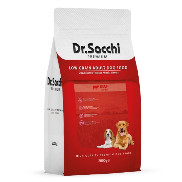 Dr.Sacchi Premium Sığır Etli Düşük Tahıllı Yetişkin Köpek Maması 2kg