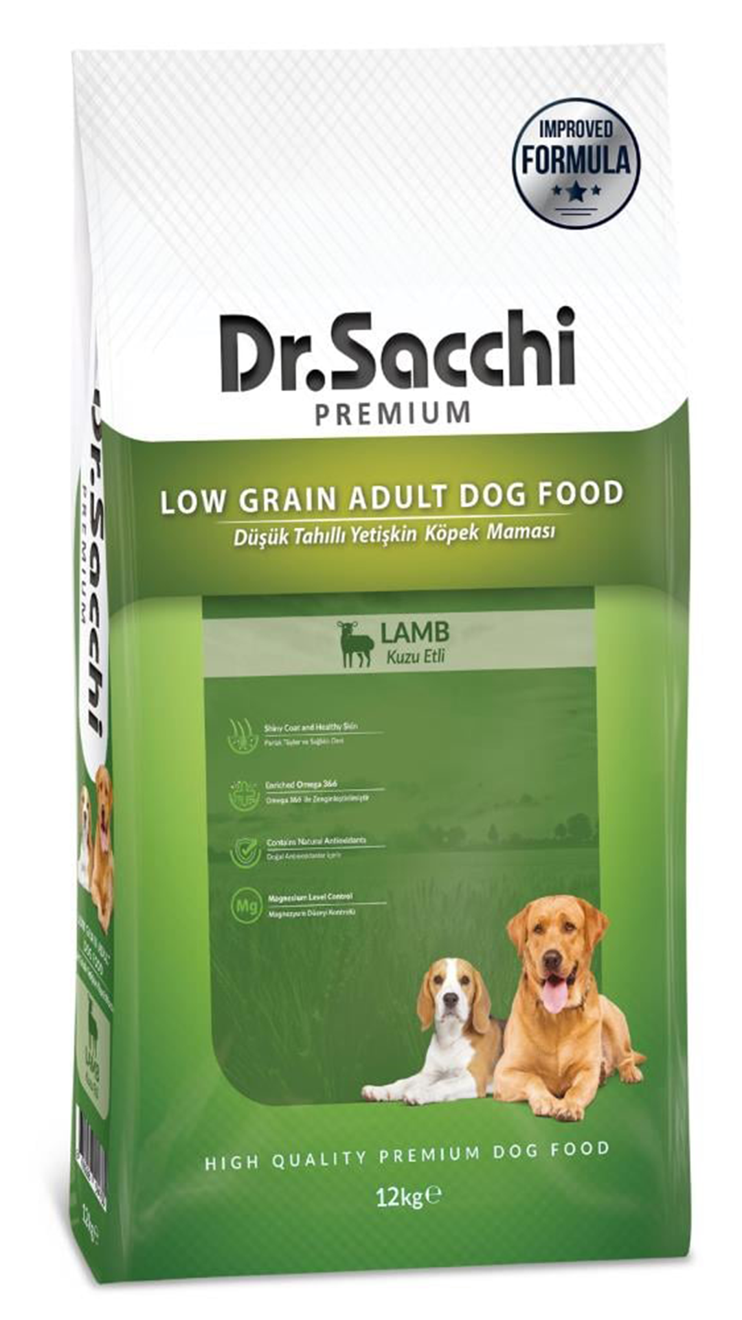 DR.SACCHI MAMA KÖPEK DÜŞÜK TAHIL. KUZU ETLİ 12KG
