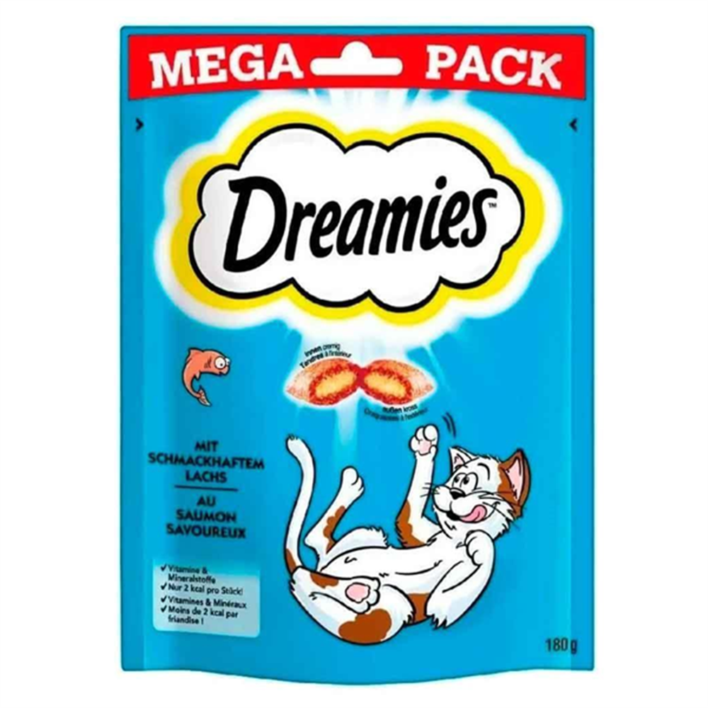 Dreamies Mega Pack İç Dolgulu Somonlu Kedi Ödül Bisküvisi 180 gr