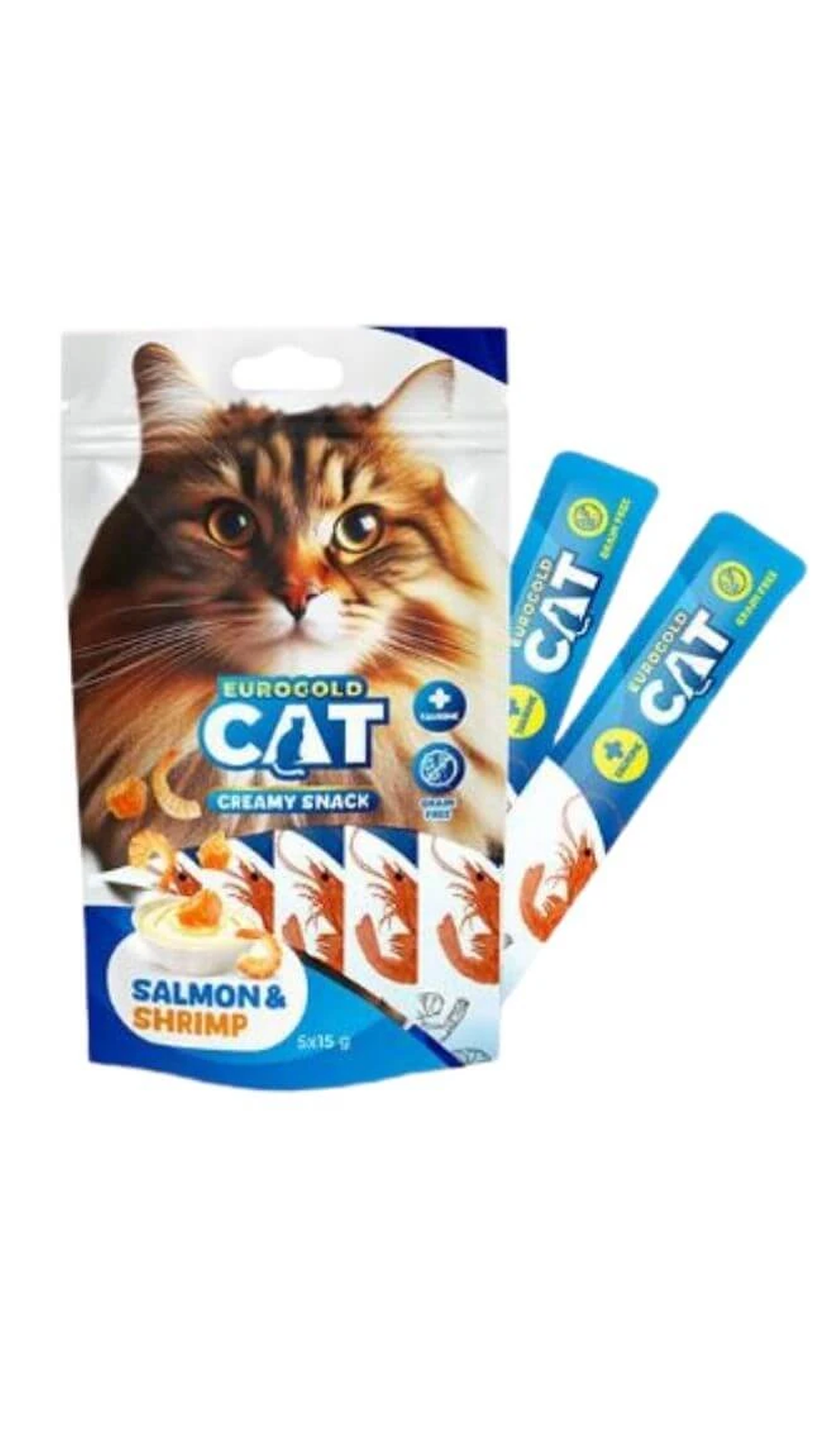 EuroGold Cat Sıvı Kedi Ödülü Somon - Karides 5x15Gr