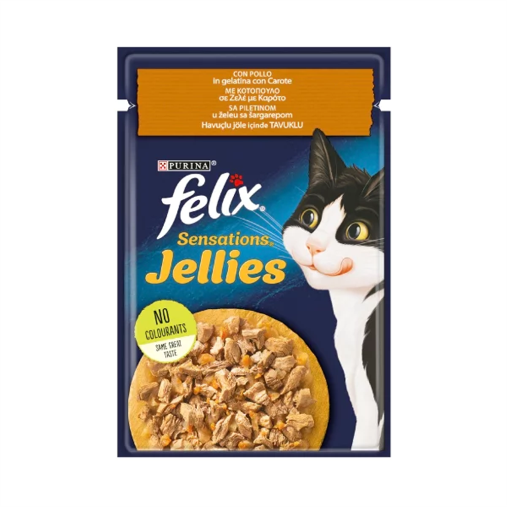 Felix Pouch Jöle İçinde Tavuklu ve Havuçlu Yetişkin Kedi Konservesi 85gr