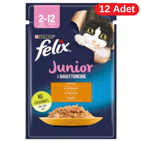 Felix Pouch Jöle İçinde Tavuklu Yavru Kedi Konservesi 85gr 12 Adet