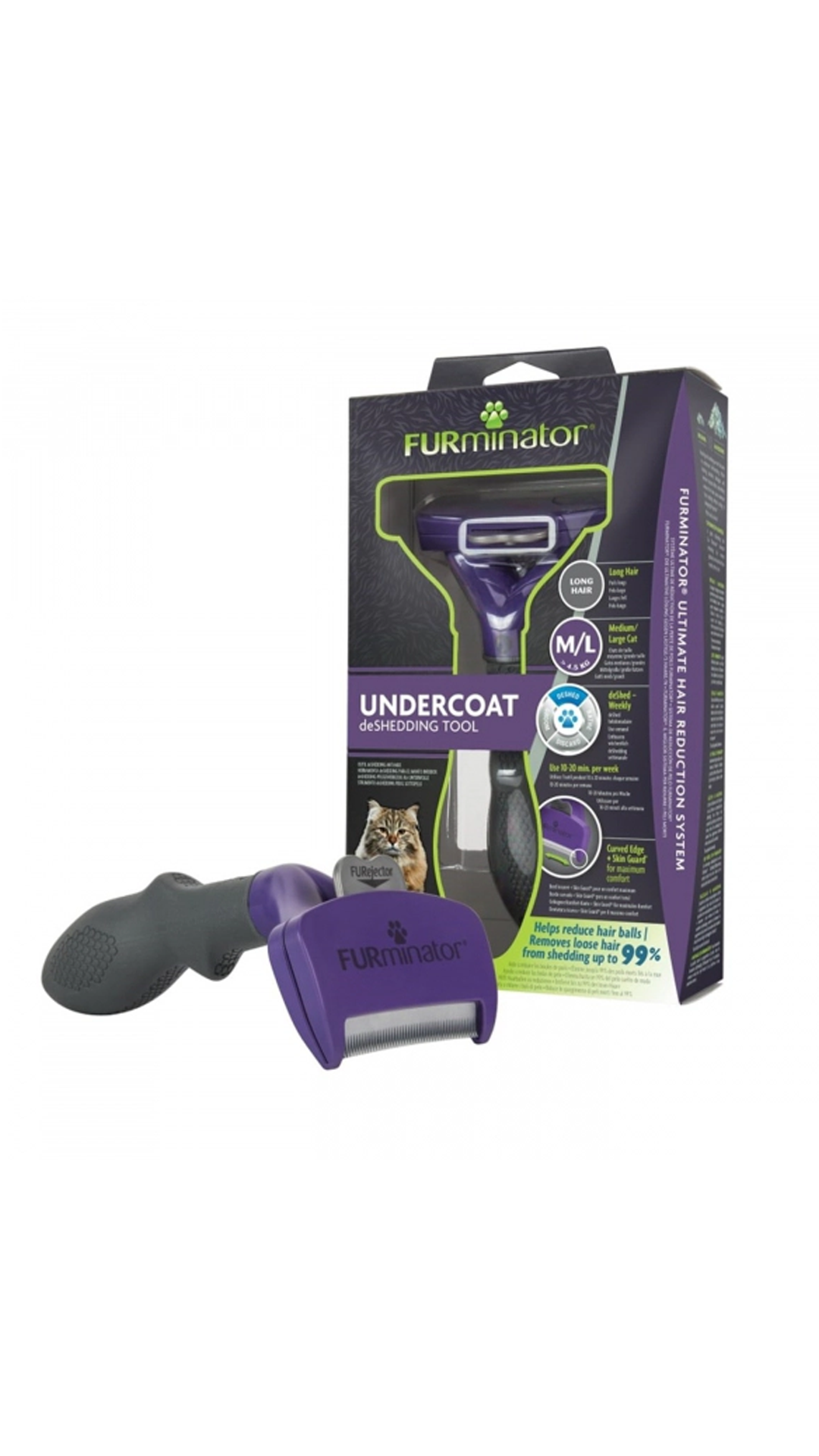 Furminator Kedi Tarağı - Uzun Tüylü Kediler için L