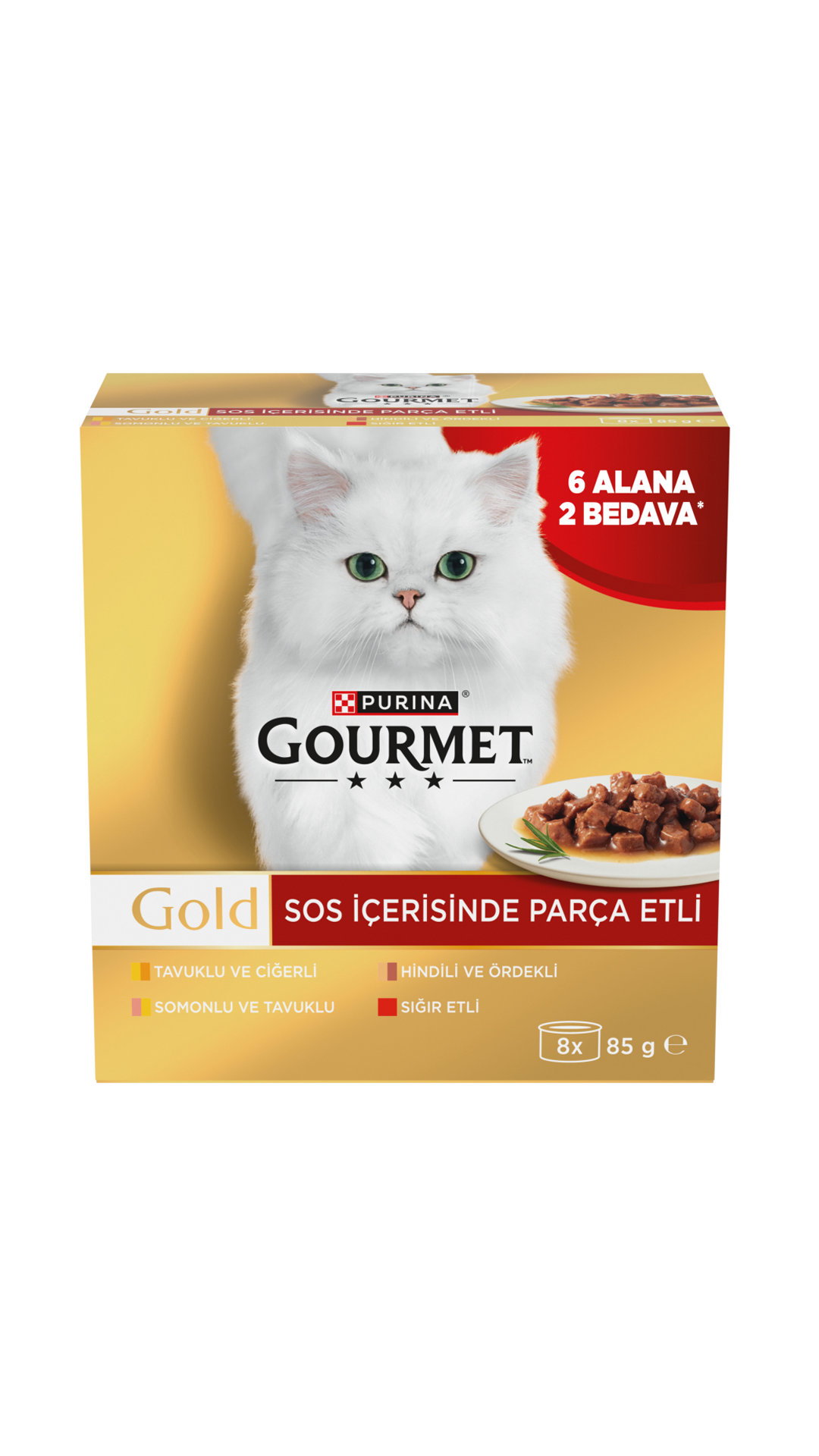 GOURMET GOLD 85GR PARÇA ETLİ KARIŞIK 6 ALANA 2 BED