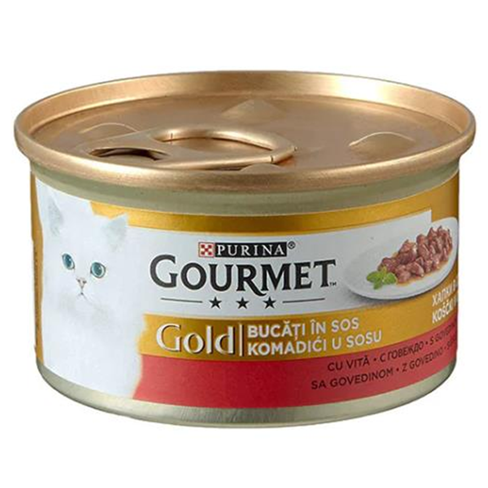 Gourmet Gold Soslu Parça Sığır Etli Kedi Konservesi 85 gr