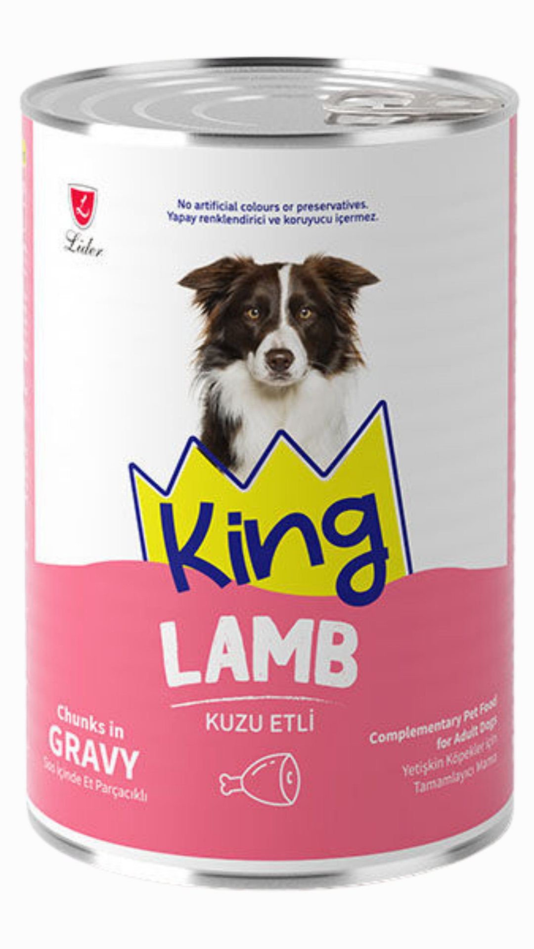 King Sos İçerisinde Et Parçacıklı Kuzu Etli Köpek Konservesi 400 gr