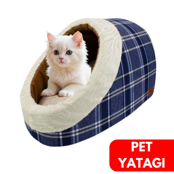Lepus Mia Alaska Ekose Kedi ve Köpek Yatağı Mavi