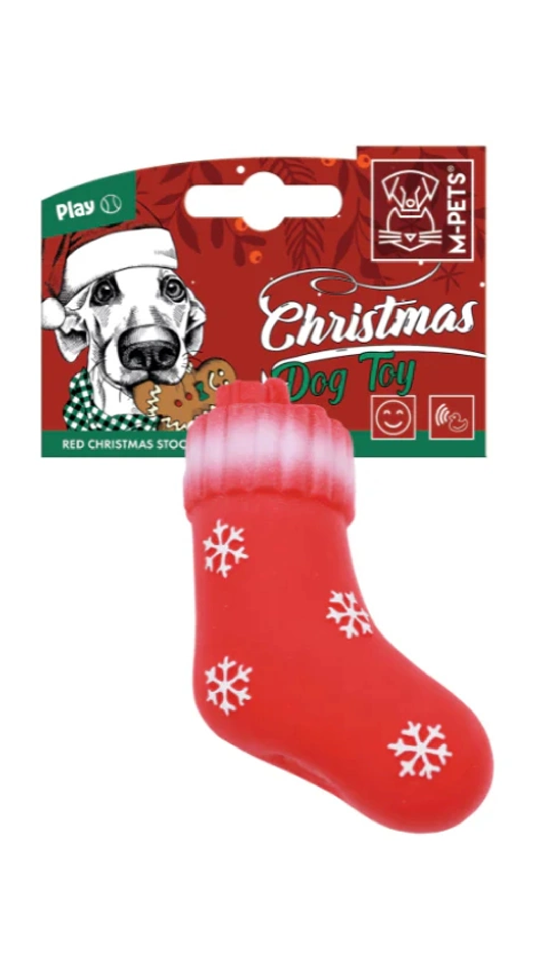 M-PETS CHRISTMAS RED STOCKING KÖPEK OYUNCAĞI 13CM