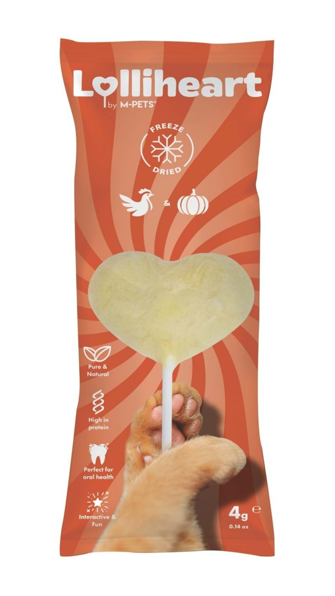 M-Pets Lolliheart Tavuklu ve Balkabaklı Kedi Ödülü 4gr