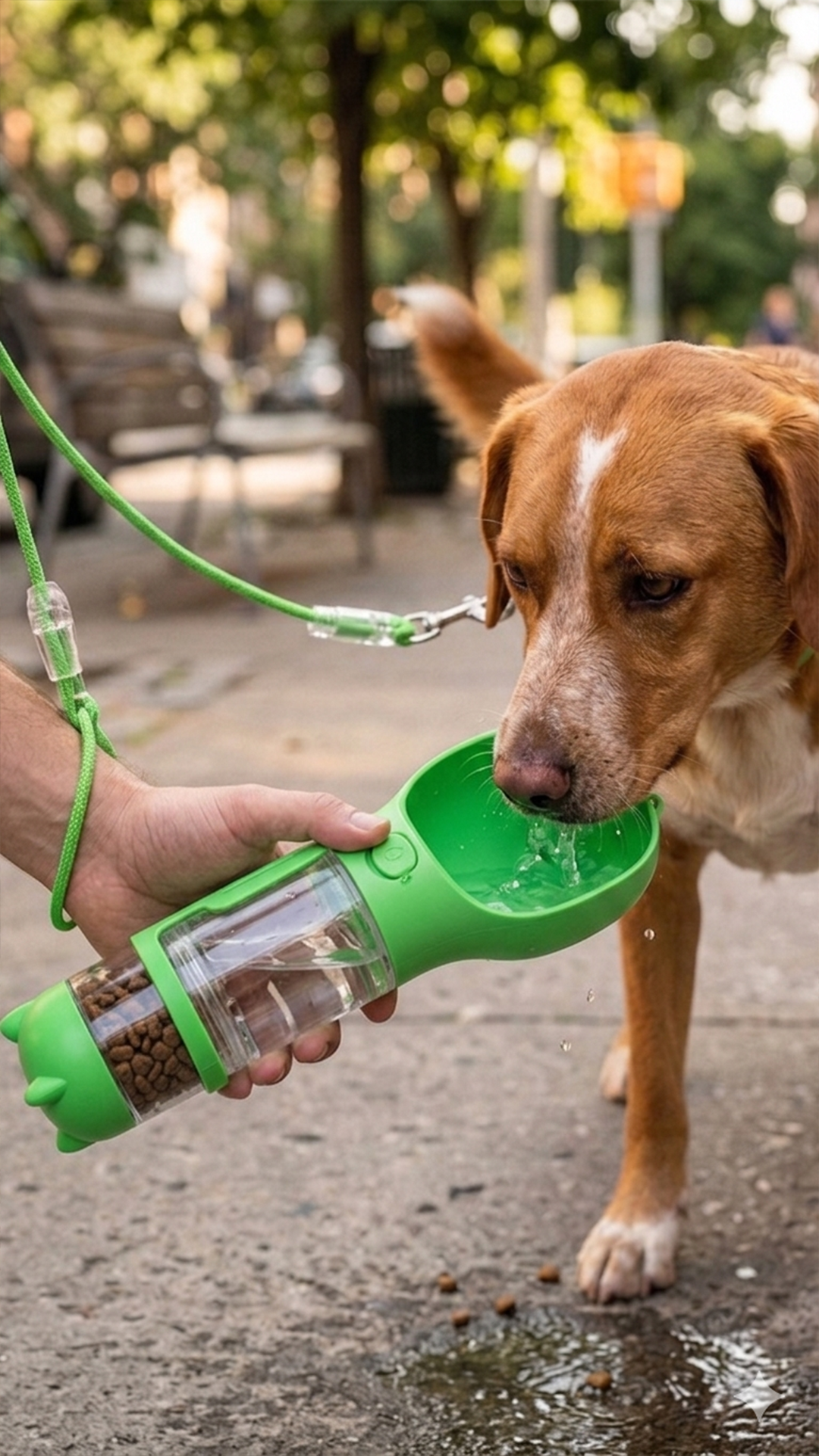 Madpet Köpekler İçin Taşınabilir Kürekli Dışkı Poşetli Su Ve Mama Kabı 300ml