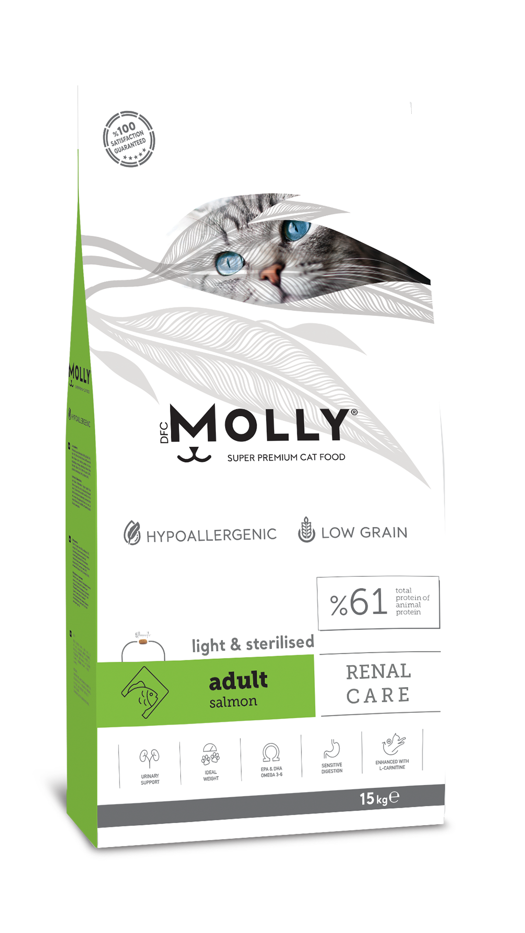 Molly Renal Care Hipoalerjenik Somonlu Düşük Tahıllı Kısırlaştırılmış Kedi Maması 15kg