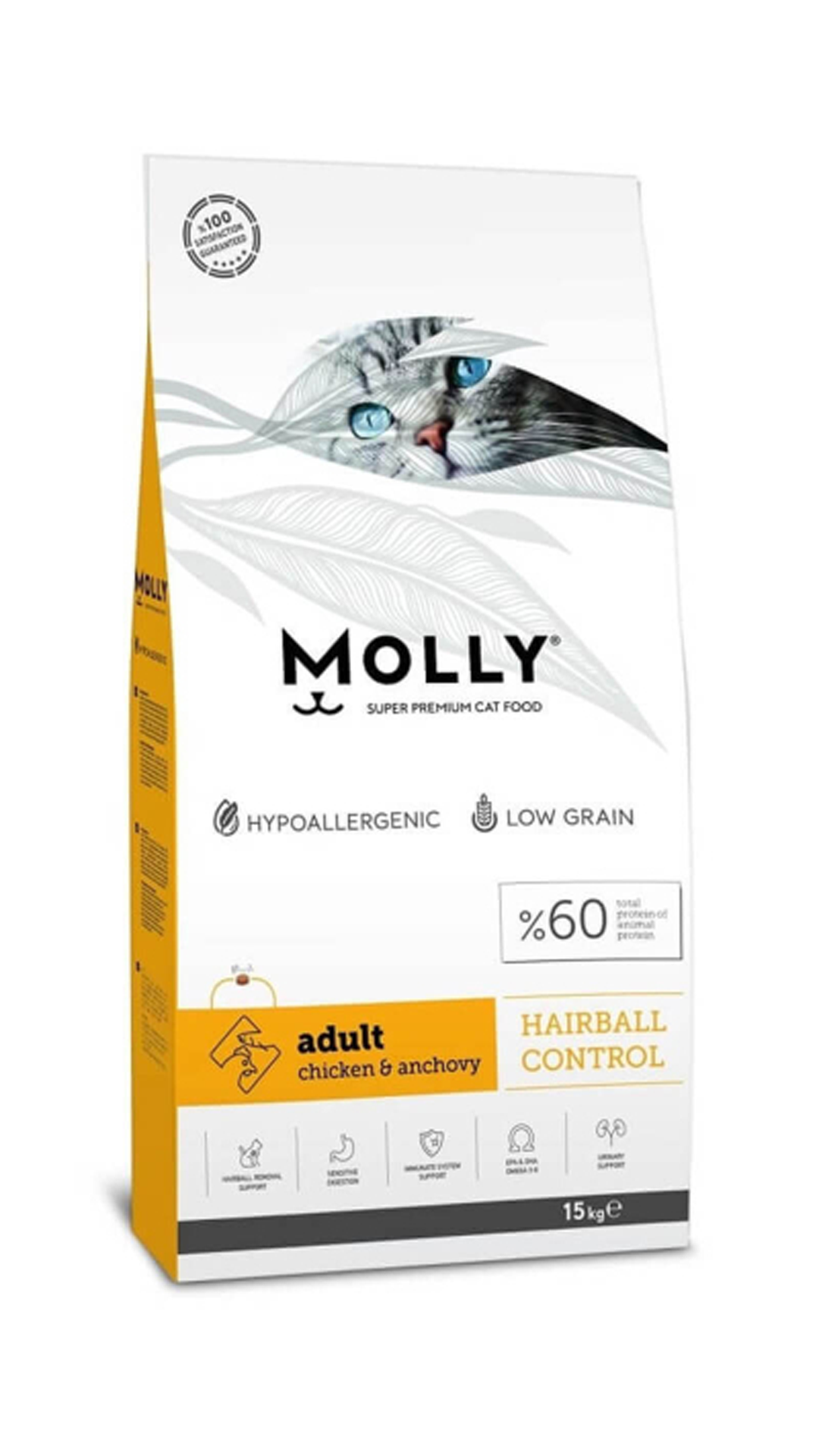 MOLLY YETİŞKİN KEDİ MAMASI TAVUKLU & HAMSİLİ 15KG