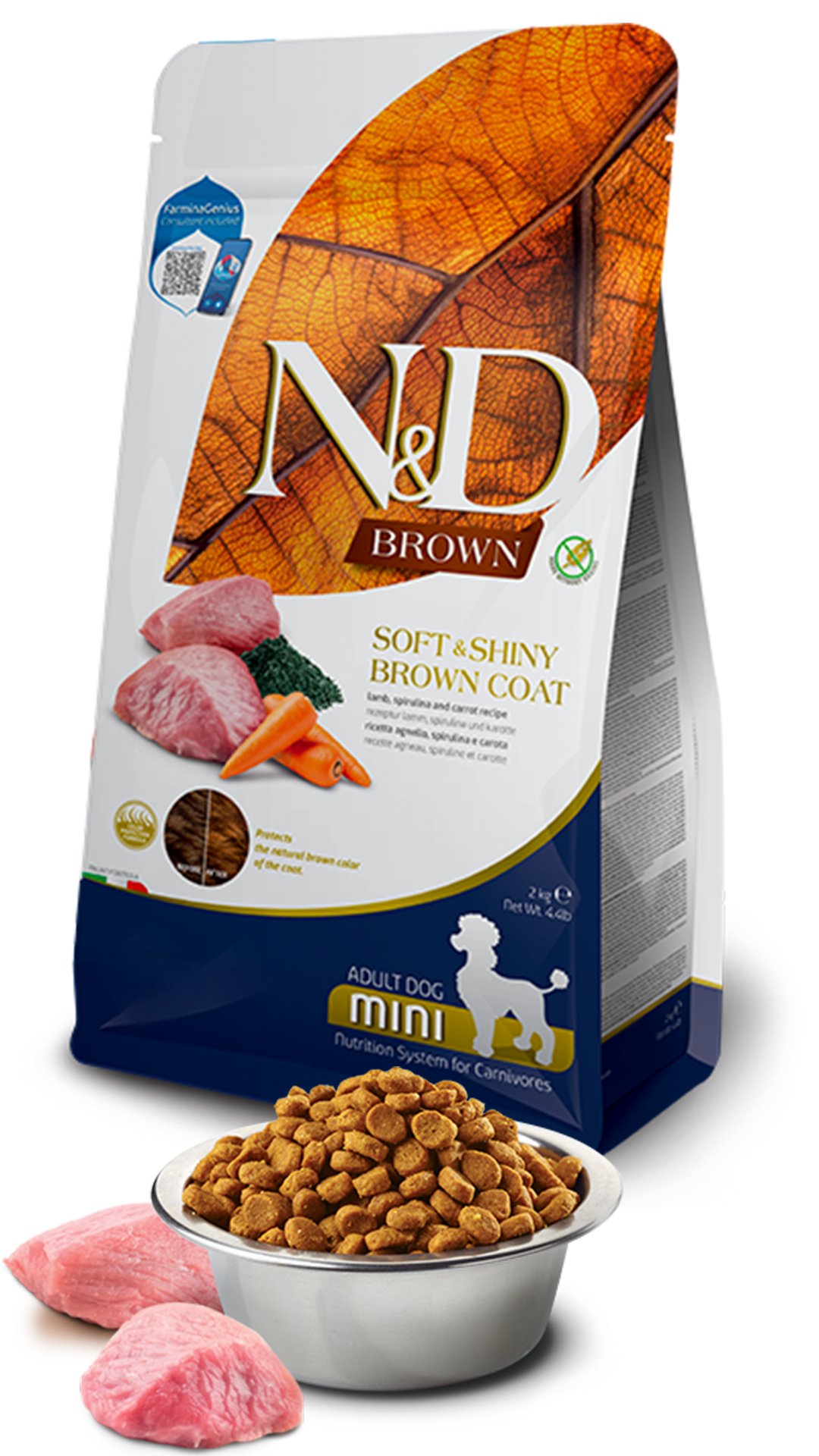 N&D Brown Kuzu Etli Spirulina ve Havuçlu Küçük Irk Yetişkin Köpek Maması 2kg