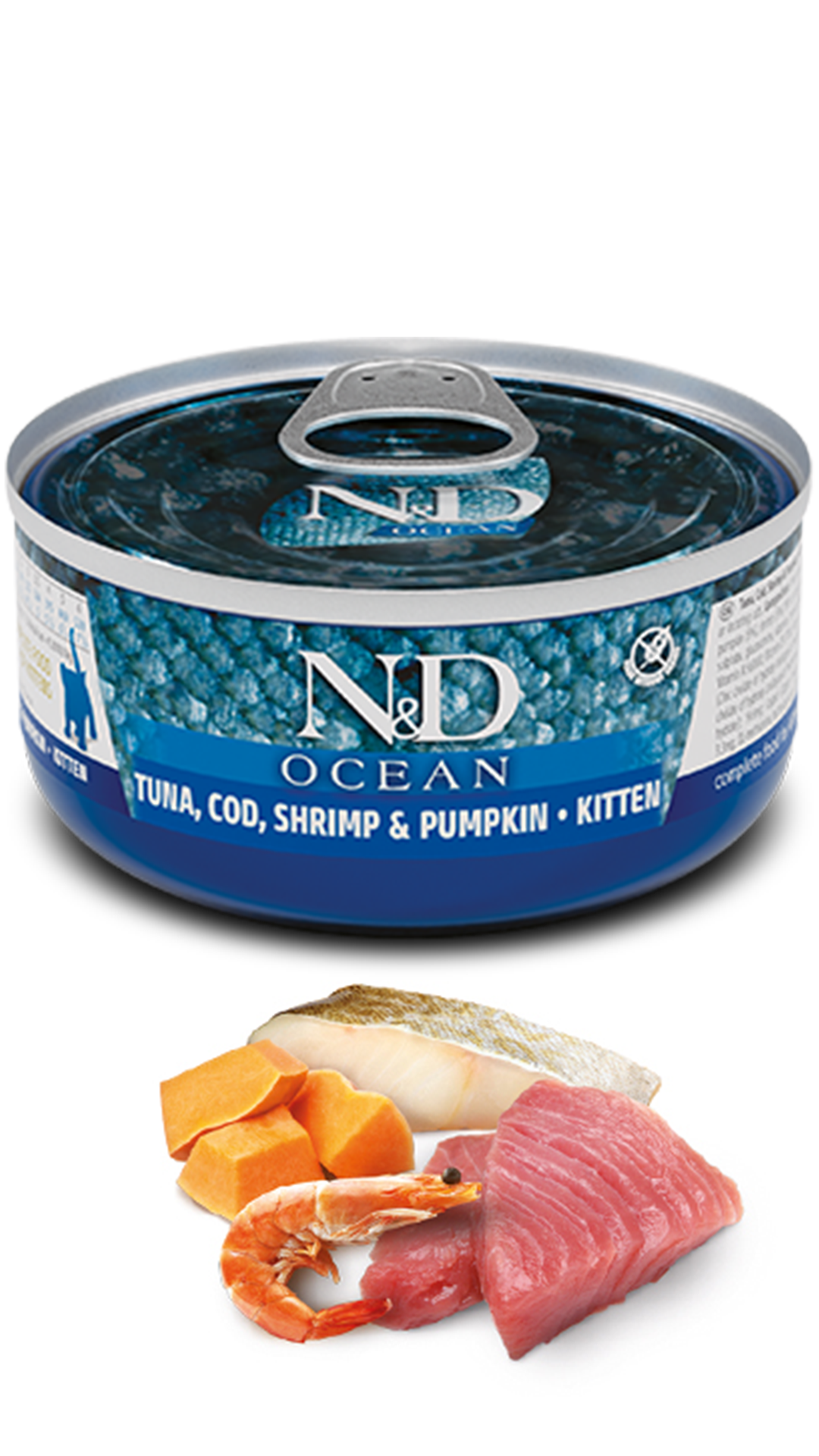 N&D Ocean Balkabaklı Balıklı Karidesli Yavru Kedi Konservesi 70 Gr