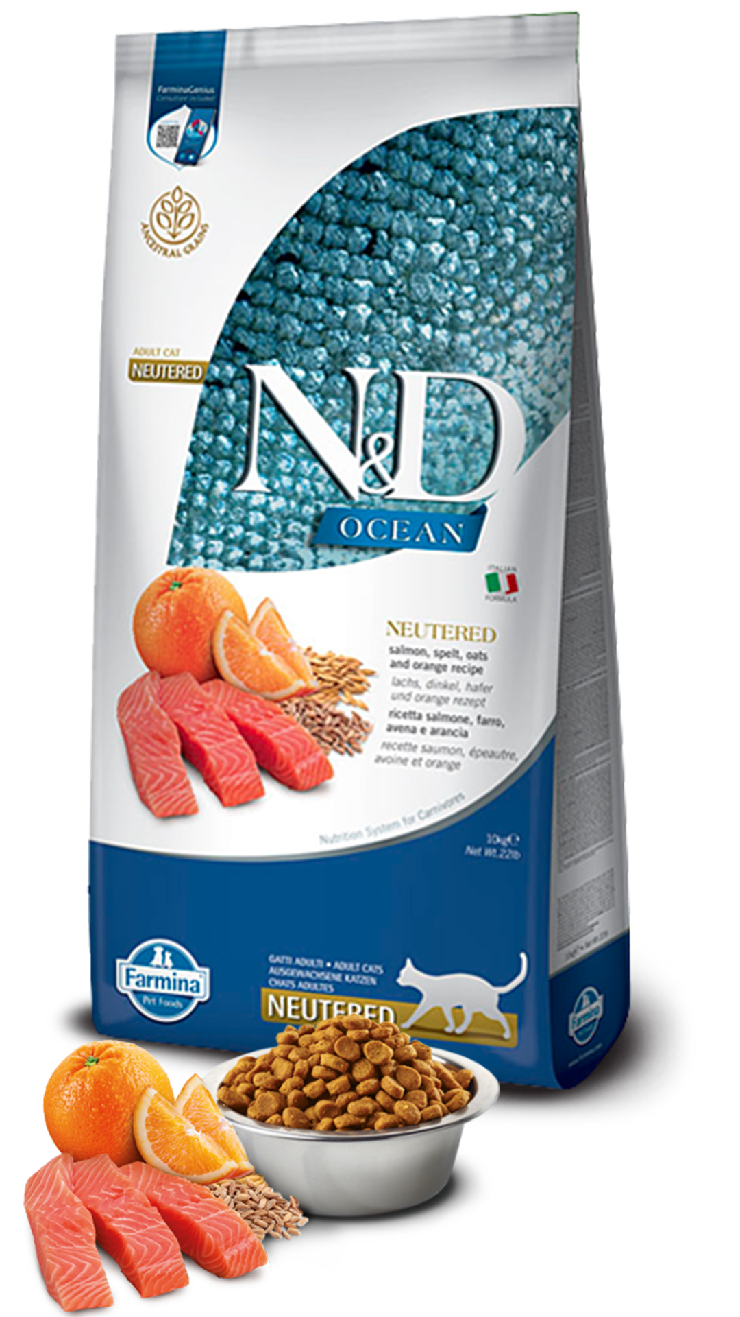 N&D Ocean Somonlu ve Portakallı Kısırlaştırılmış Kedi Maması 10kg