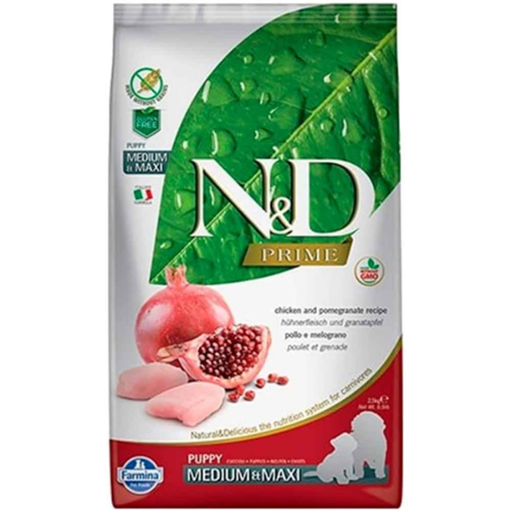 N&D Prime Tahılsız Tavuk & Nar Puppy Medium & Maxi Yavru Köpek Maması 2,5 Kg
