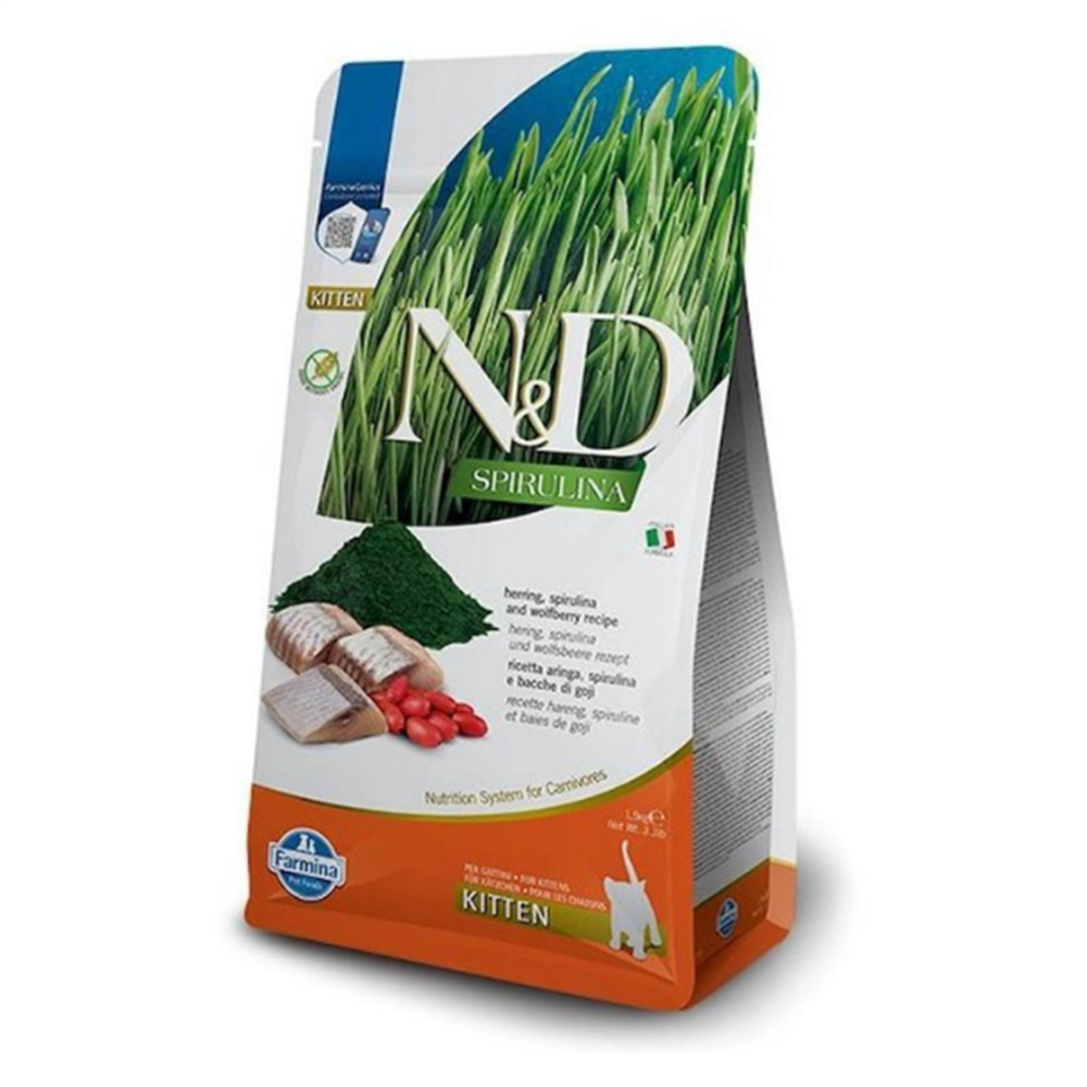 N&D Spirulina Ringa Balıklı Tahılsız Yavru Kedi Maması 1,5kg