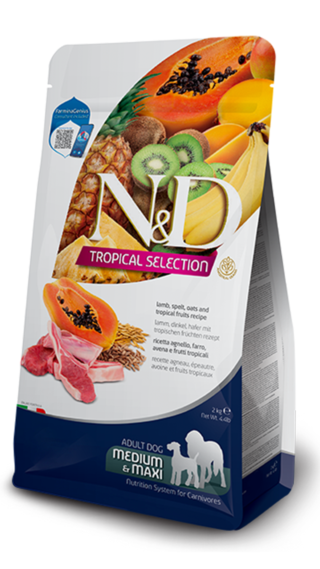 N&D Tropical Selection Kuzu Etli ve Tropikal Meyveli Orta ve Büyük Irk Yetişkin Köpek Maması 10kg