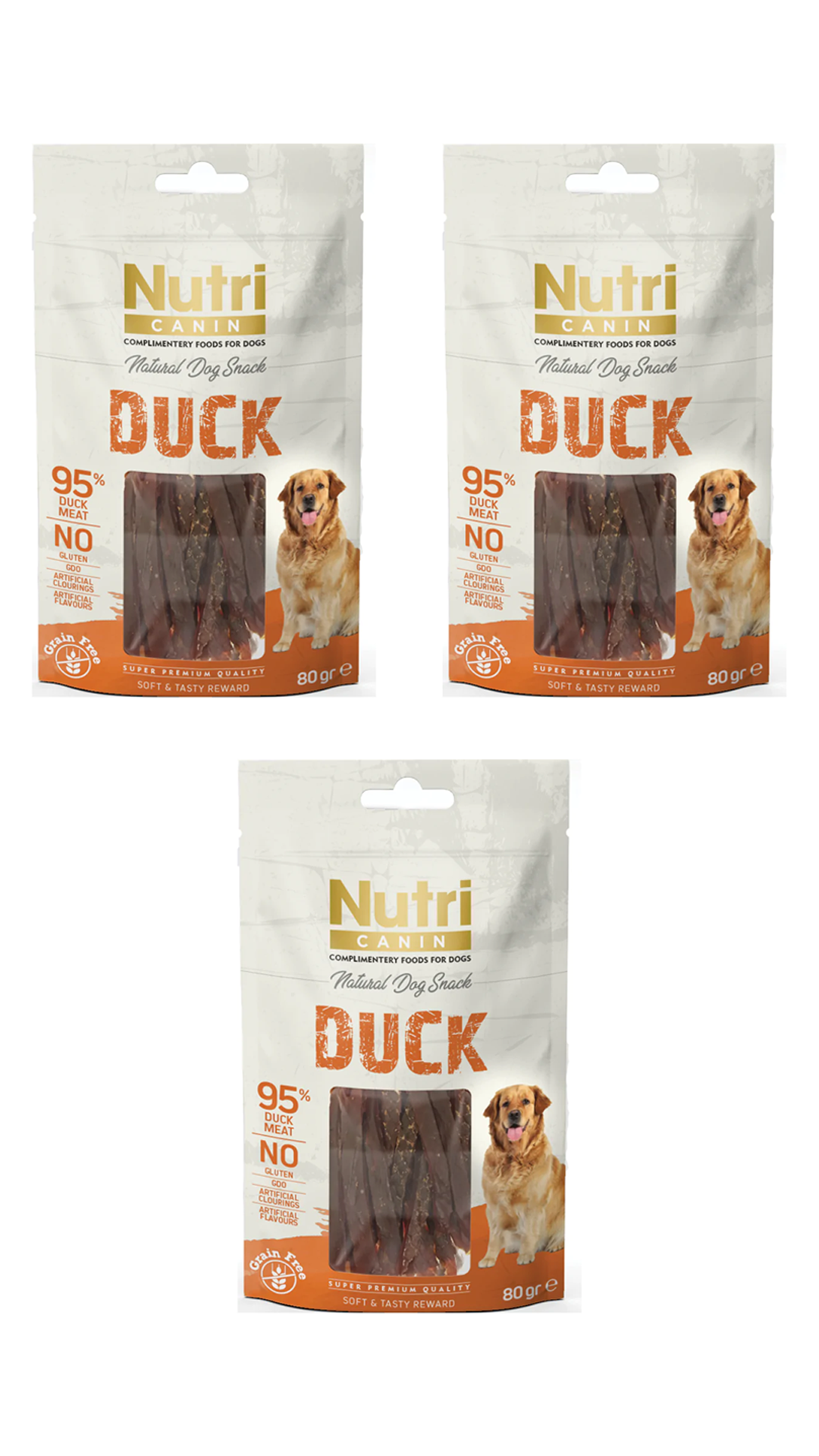 Nutri Canin %95 Ördek Etli Tahılsız Köpek Ödül Maması 80gr 3 Adet