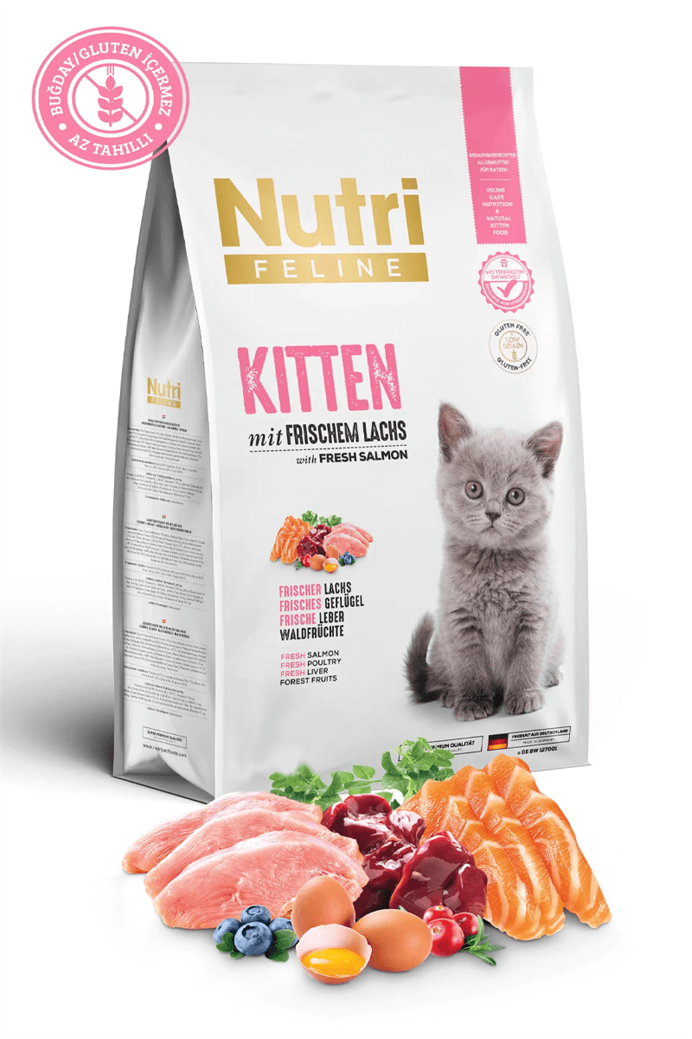 Nutri Feline Glutensiz Somonlu Düşük Tahıllı Yavru Kedi Maması 10 kg