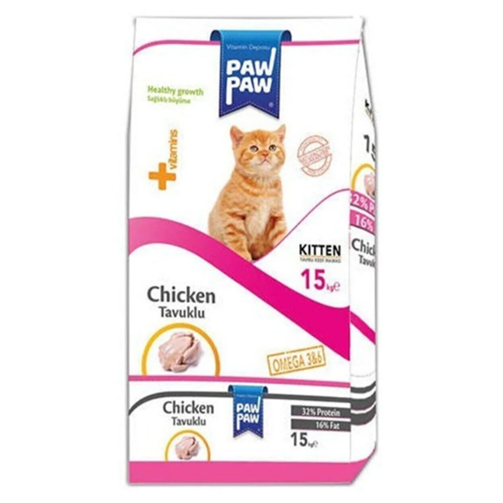 Paw Paw Kitten Tavuk Etli Yavru Kedi Maması 15 Kg