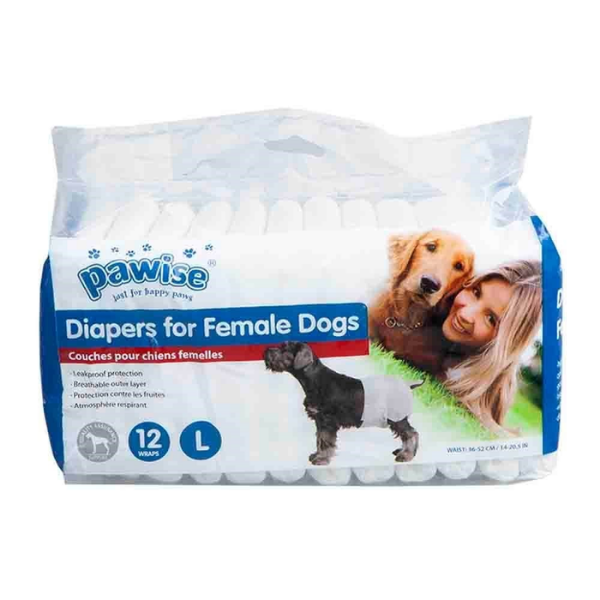 Pawise Dişi Köpek L Çiş Bezi Bebek Bezi Bel 36-52cm 14-20.5 İnç 12'li