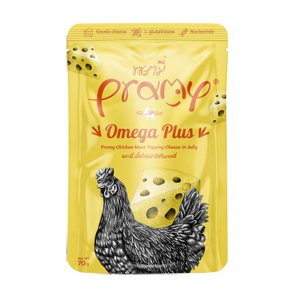 Pramy Omega Plus Jöle İçinde Tavuk Etli ve Peynirli Kedi Konservesi 70gr