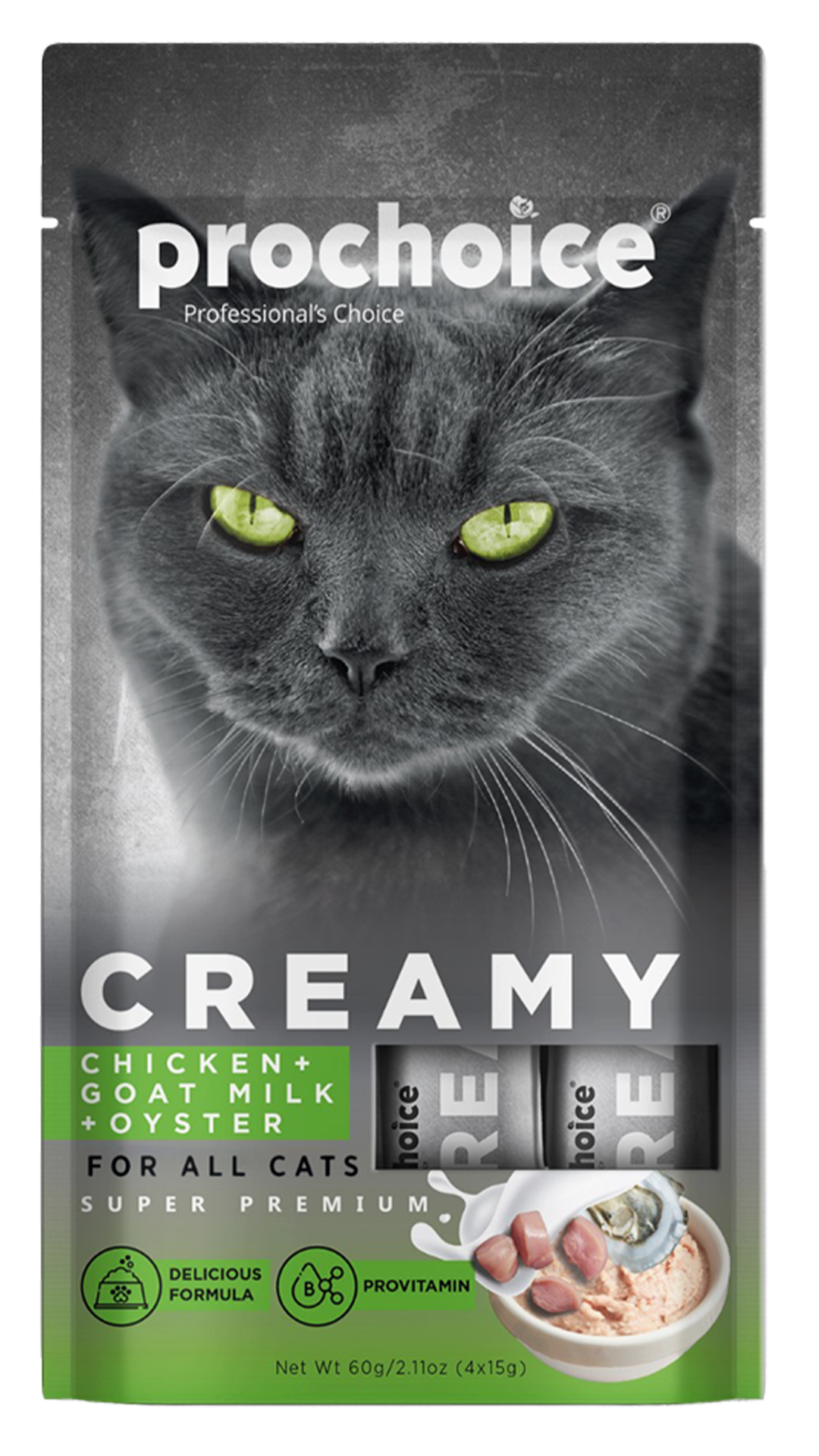 Prochoice Creamy Tavuklu ve İstiridyeli Sıvı Kedi Ödül Maması 4x15 Gr