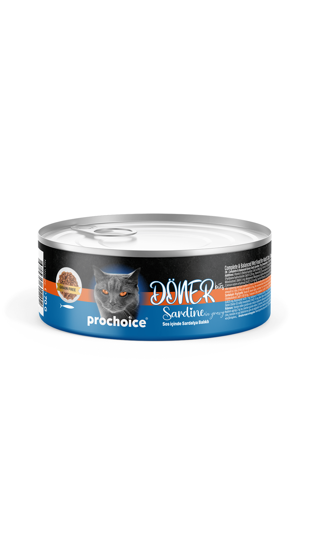 PROCHOICE DONER BITES ADULTCAT SARDINS IN GRAVY70G