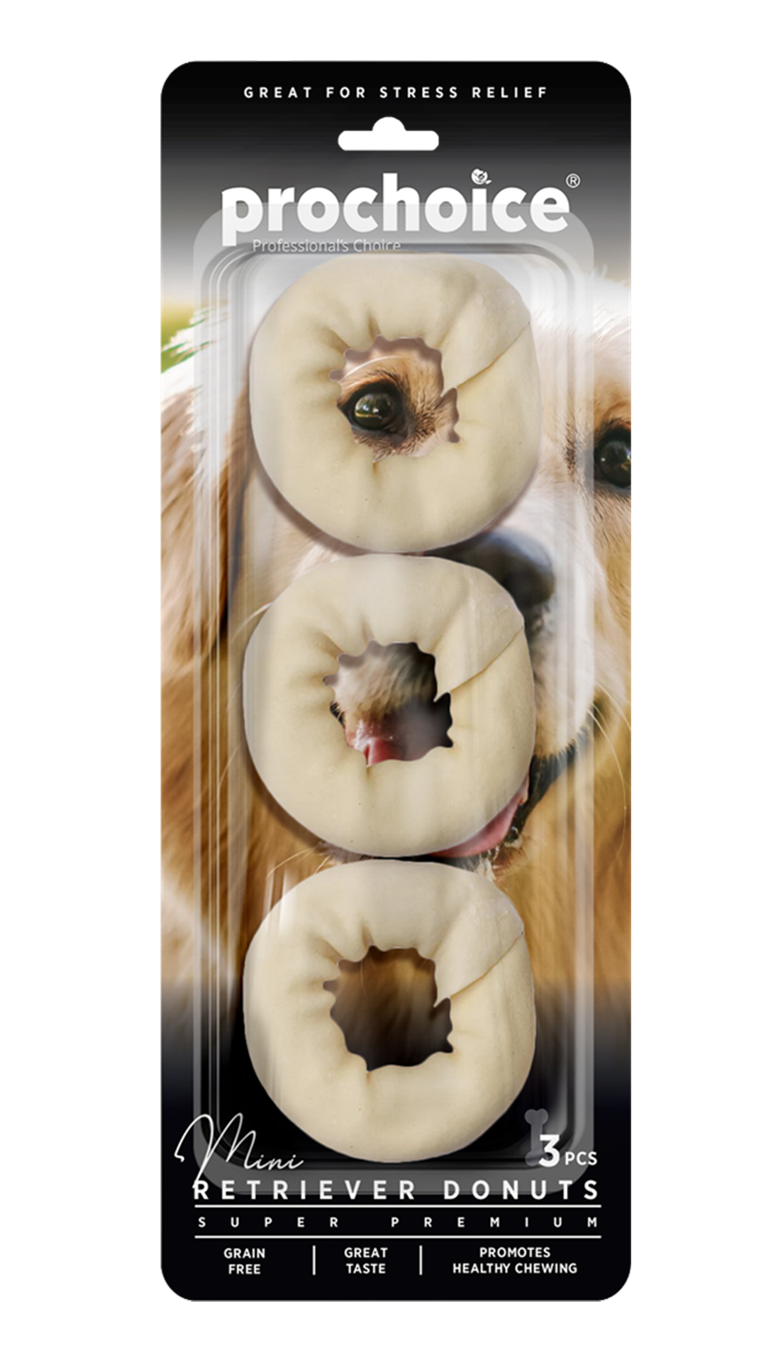 ProChoice Köpekler İçin Tahılsız Donut Köpek Ödül Kemiği 9cm (3'lü)