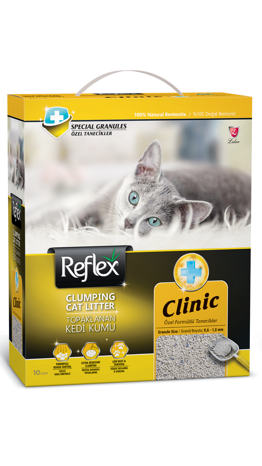 Reflex Clinic Özel Tanecik Formüllü Süper Hızlı Topaklanan Kedi Kumu 10 Lt