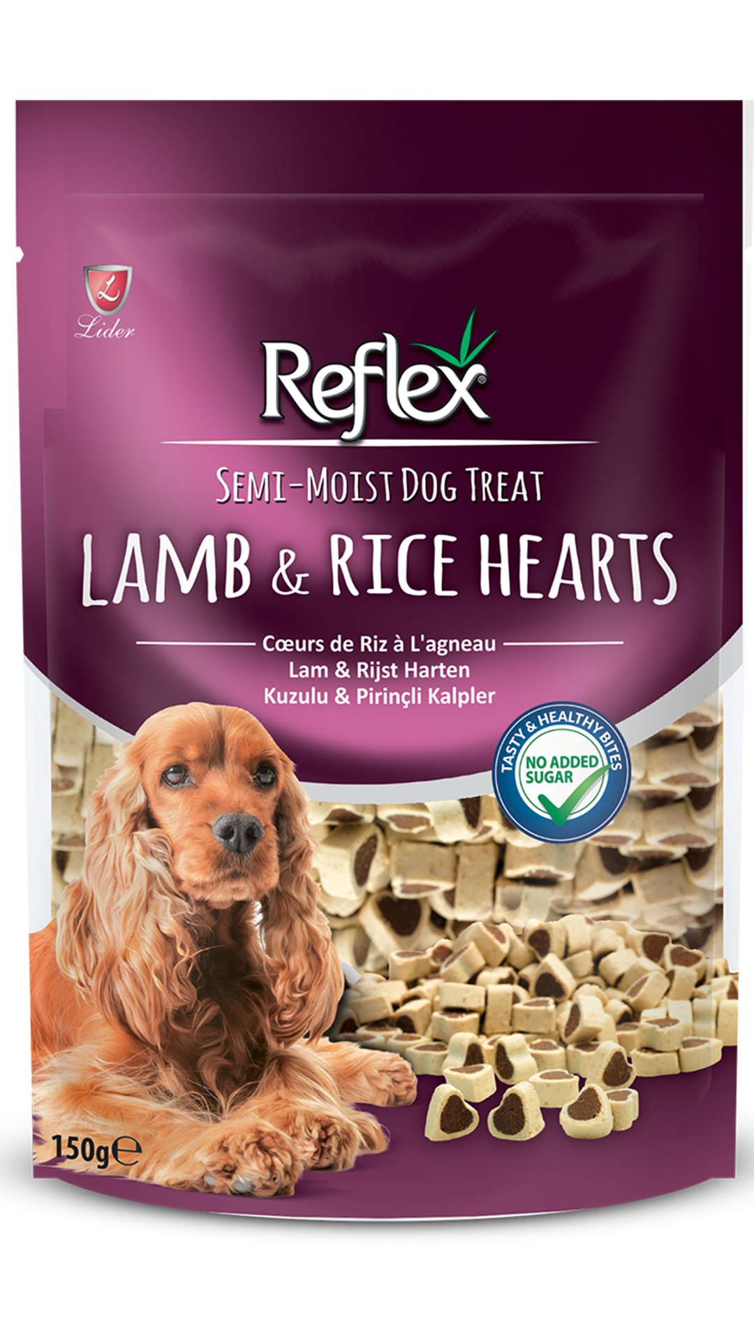 Reflex Kuzulu ve Pirinçli Mini Kalpli Yarı Yumuşak Köpek Ödül Maması 150gr