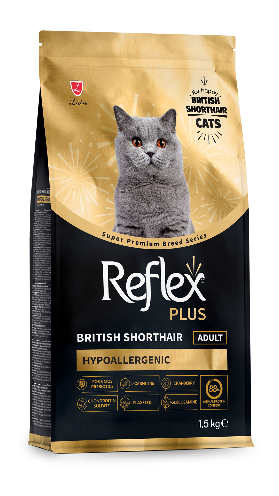 Reflex Plus HypoAllergenic British Shorthair Yetişkin Kedi Maması 1,5kg