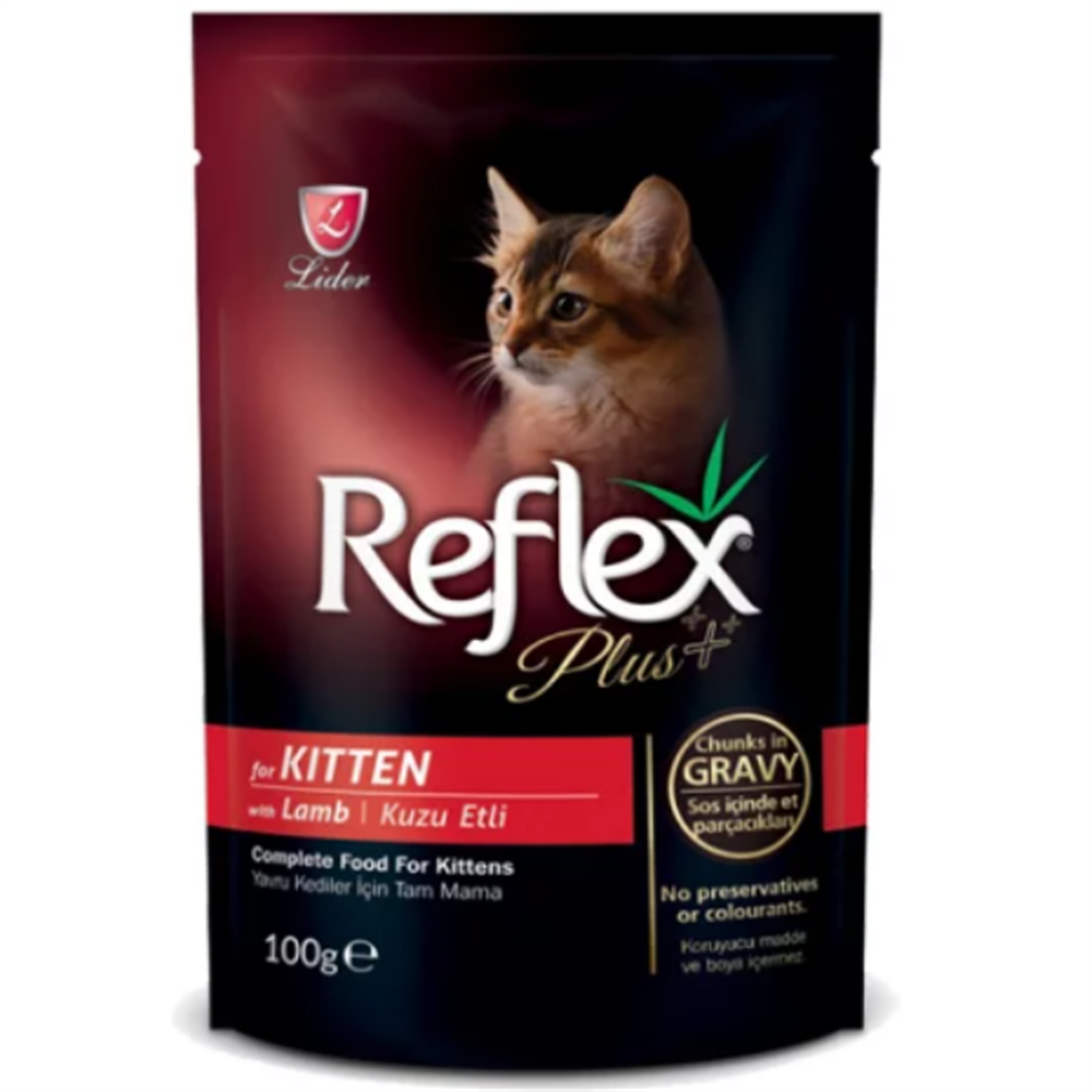 Reflex Plus Pouch Parça Etli Kuzulu Yavru Kedi Konservesi 100gr