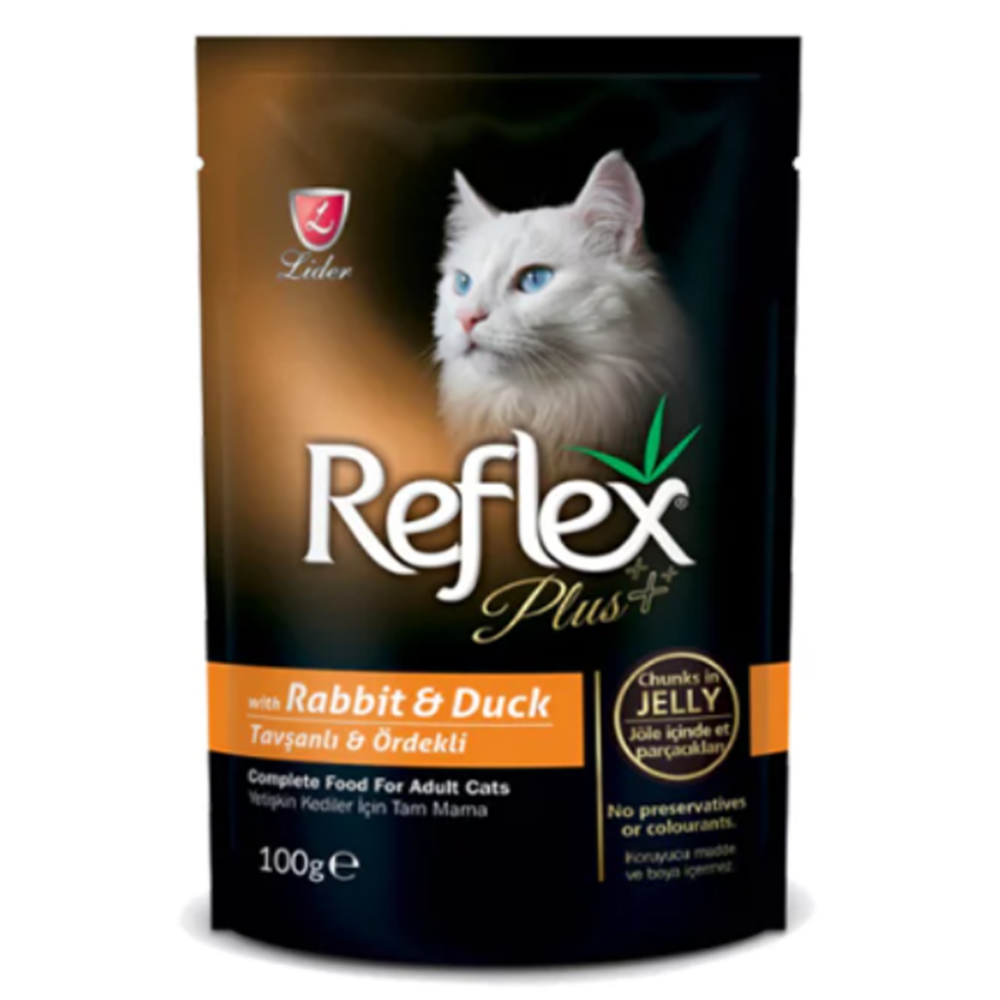 Reflex Plus Pouch Parça Etli Tavşanlı ve Ördekli Kedi Konservesi 100 Gr