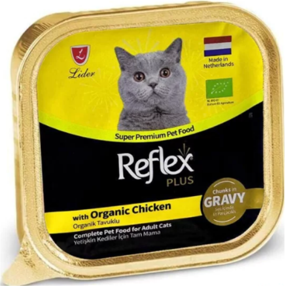Reflex Plus Sos İçinde Parça Organik Tavuk Etli Yetişkin Kedi Konservesi 85 Gr