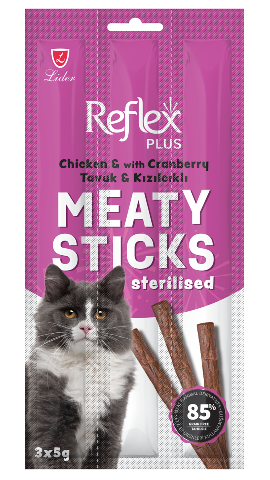 Reflex Plus Tavuklu ve Kızılcıklı Sticks Kedi Ödül Çubuğu 5 Gr 3 Adet