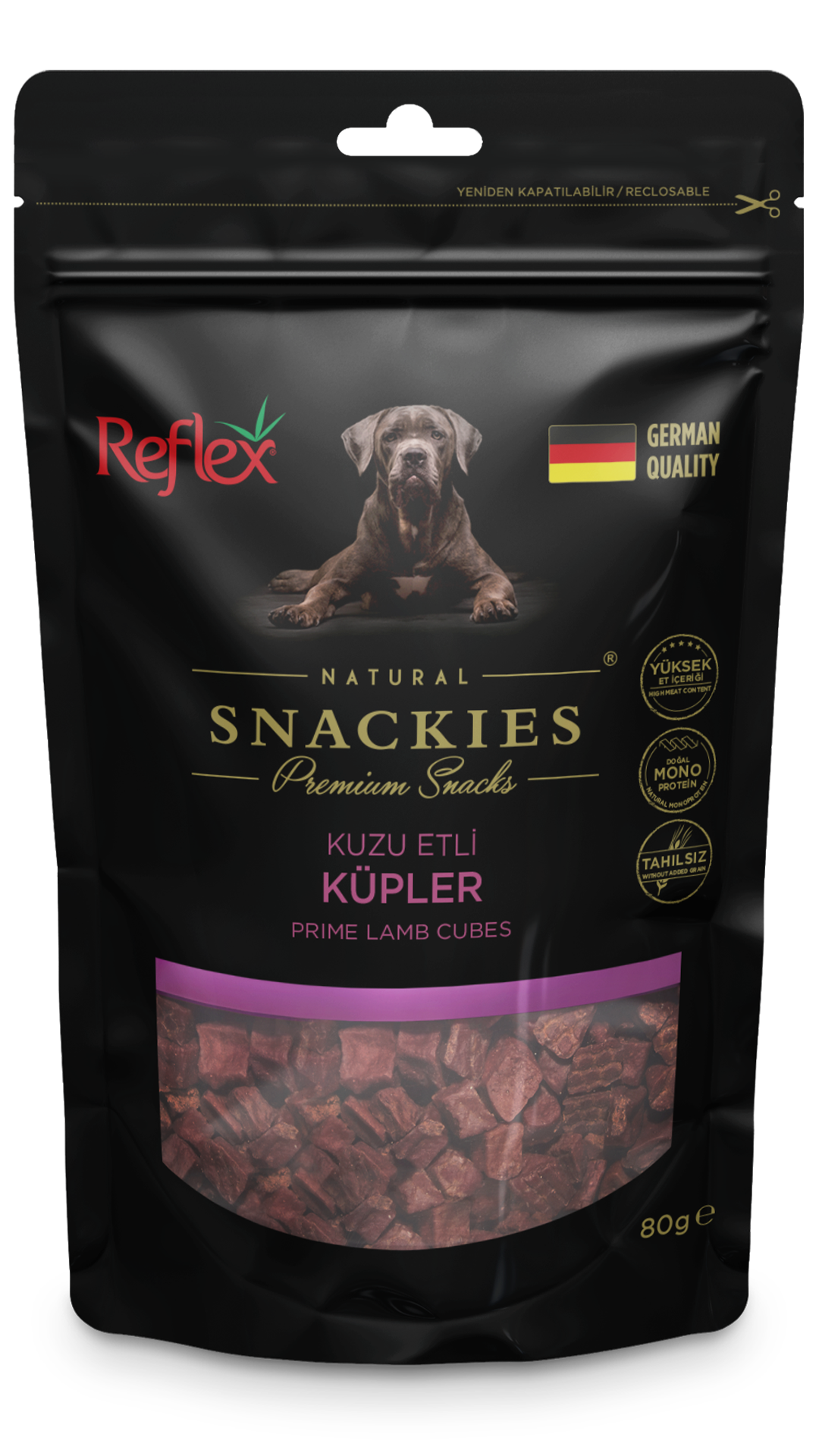 Reflex Snackies Kuzu Etli Küp Tahılsız Köpek Ödül Maması 80gr