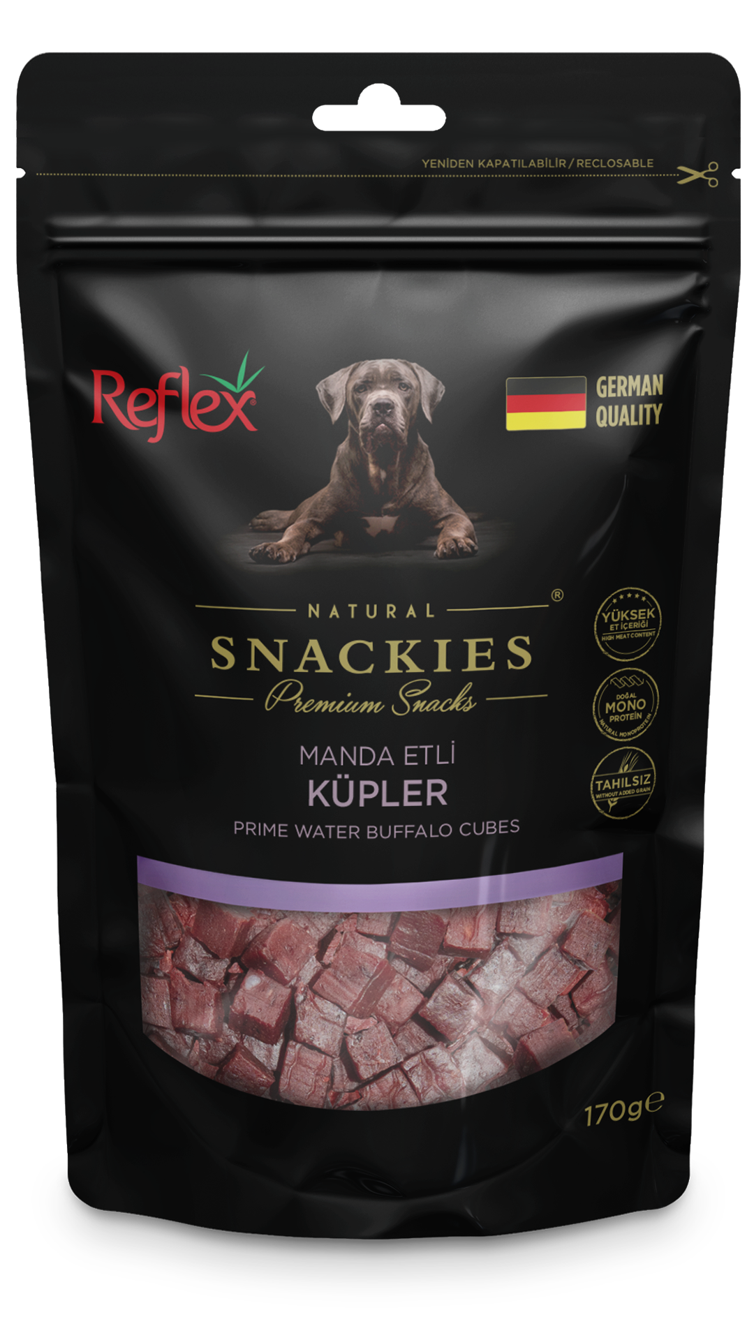 Reflex Snackies Manda Etli Küp Tahılsız Köpek Ödül Maması 170gr