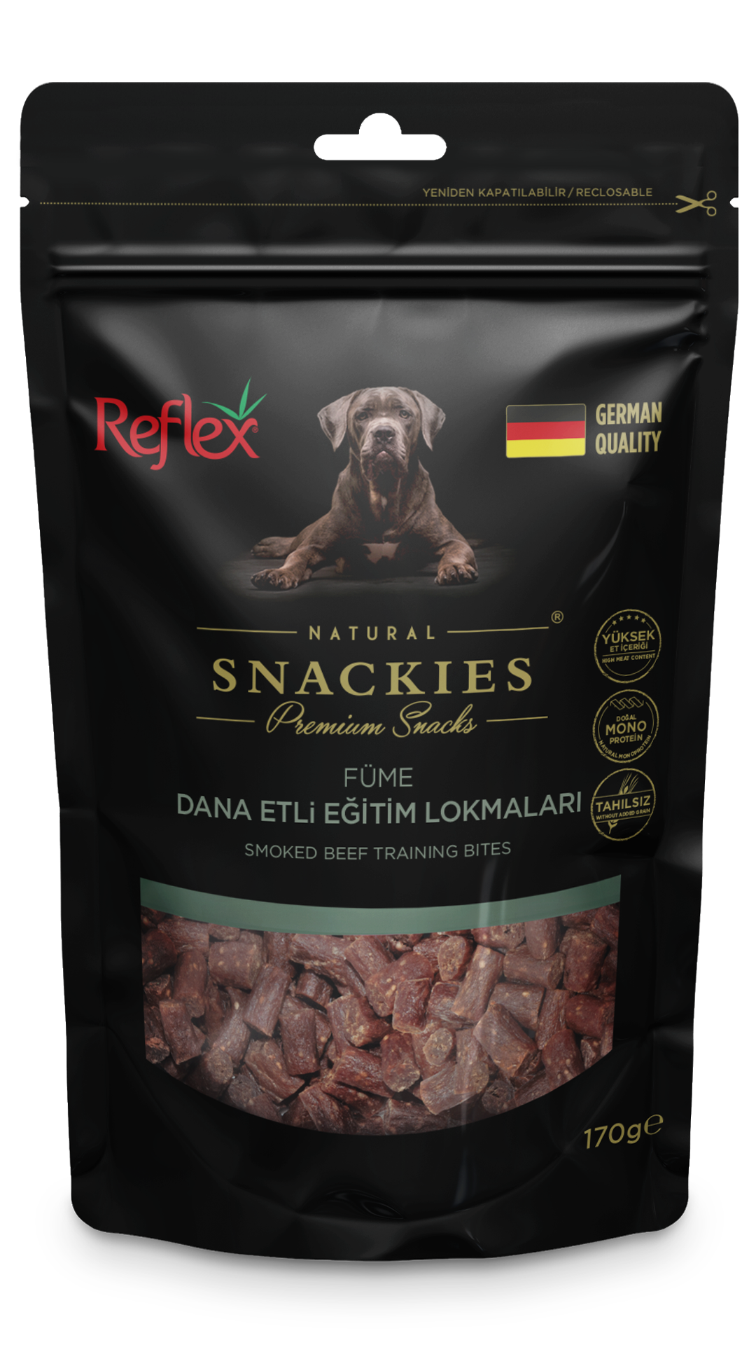 Reflex Snackies Natural Füme Dana Etli Tahılsız Köpek Eğitim Lokmaları 170gr