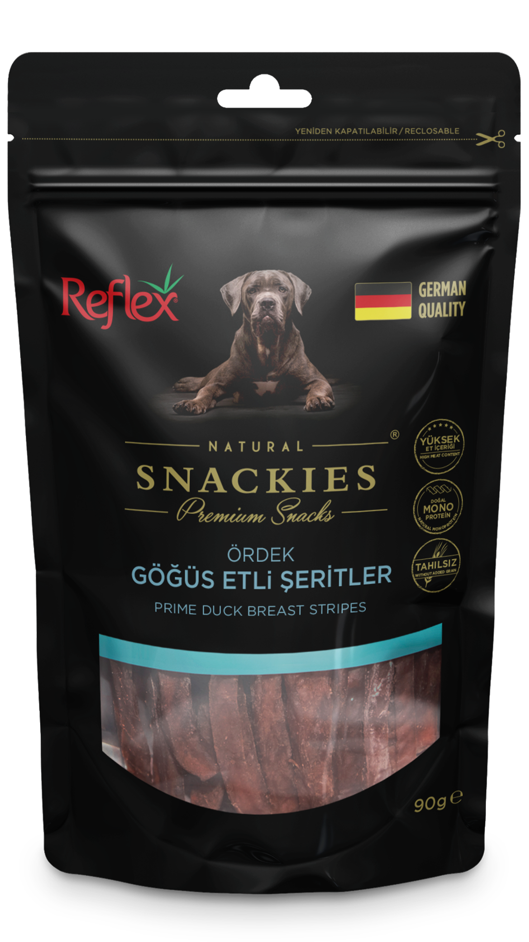 Reflex Snackies Natural Ördek Göğüs Etli Şerit Tahılsız Köpek Ödül Maması 90gr