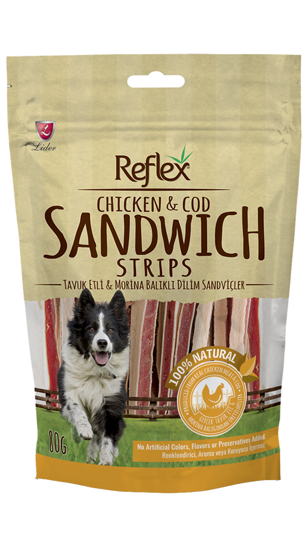 Reflex Tavuklu ve Morina Balıklı Sandviç Çubuk Köpek Ödül Çubuğu 80gr