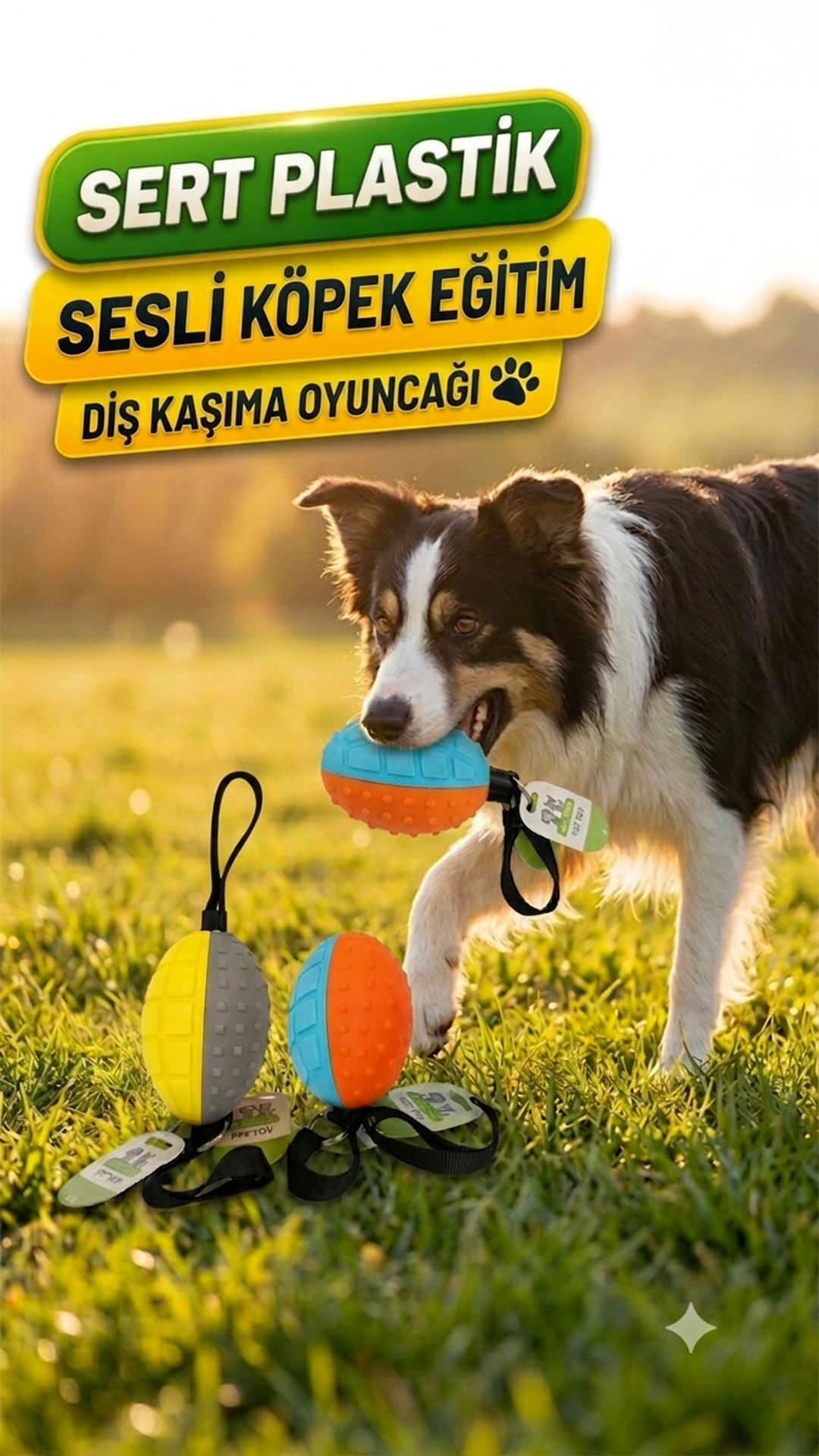 Sert Plastik Sesli Köpek Eğitim ve Diş Kaşıma Oyuncağı