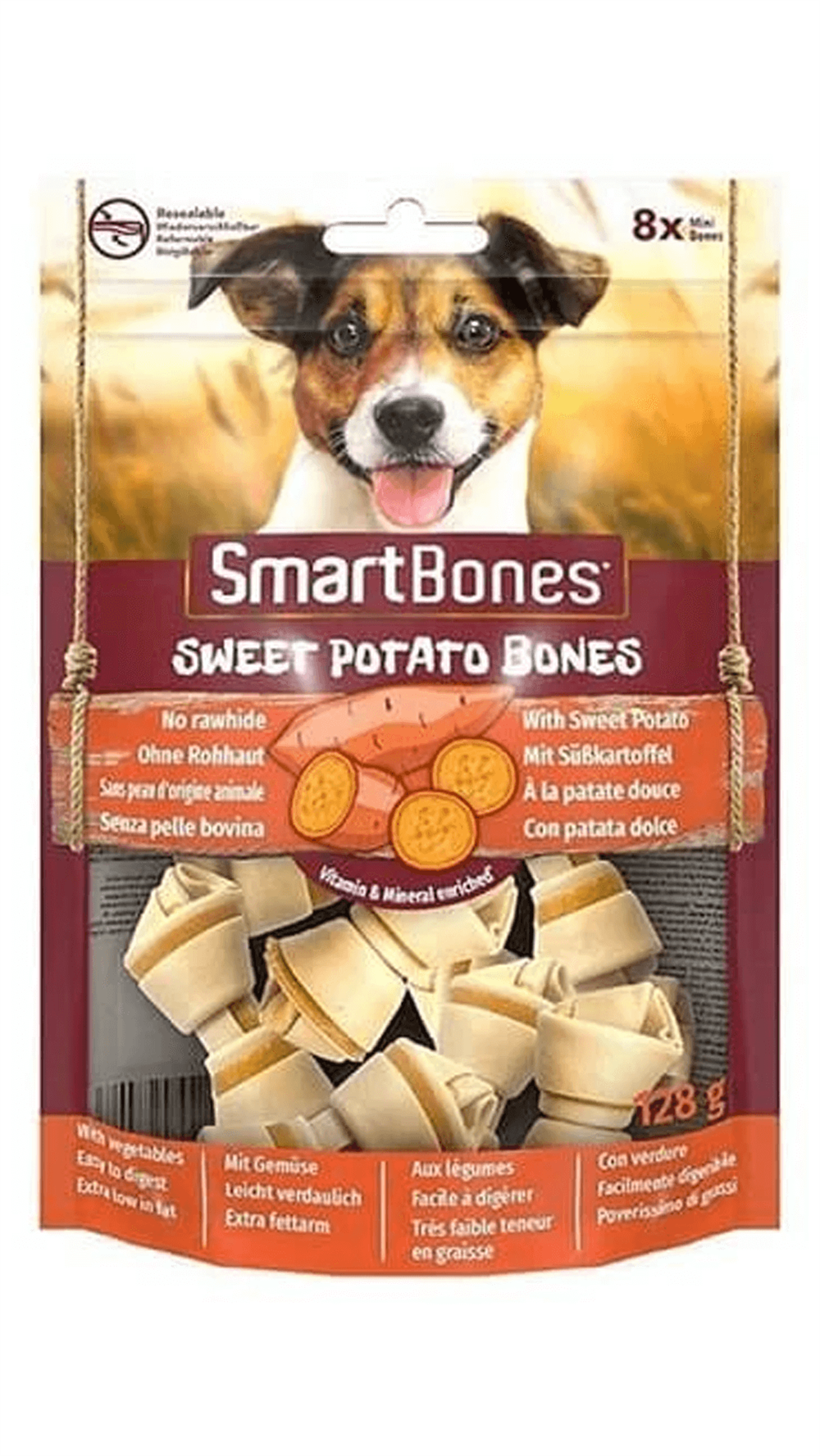 Smart Bones Tatlı Patatesli Mini Düğüm Kemik Köpek Ödül Maması 8 Adet 128Gr