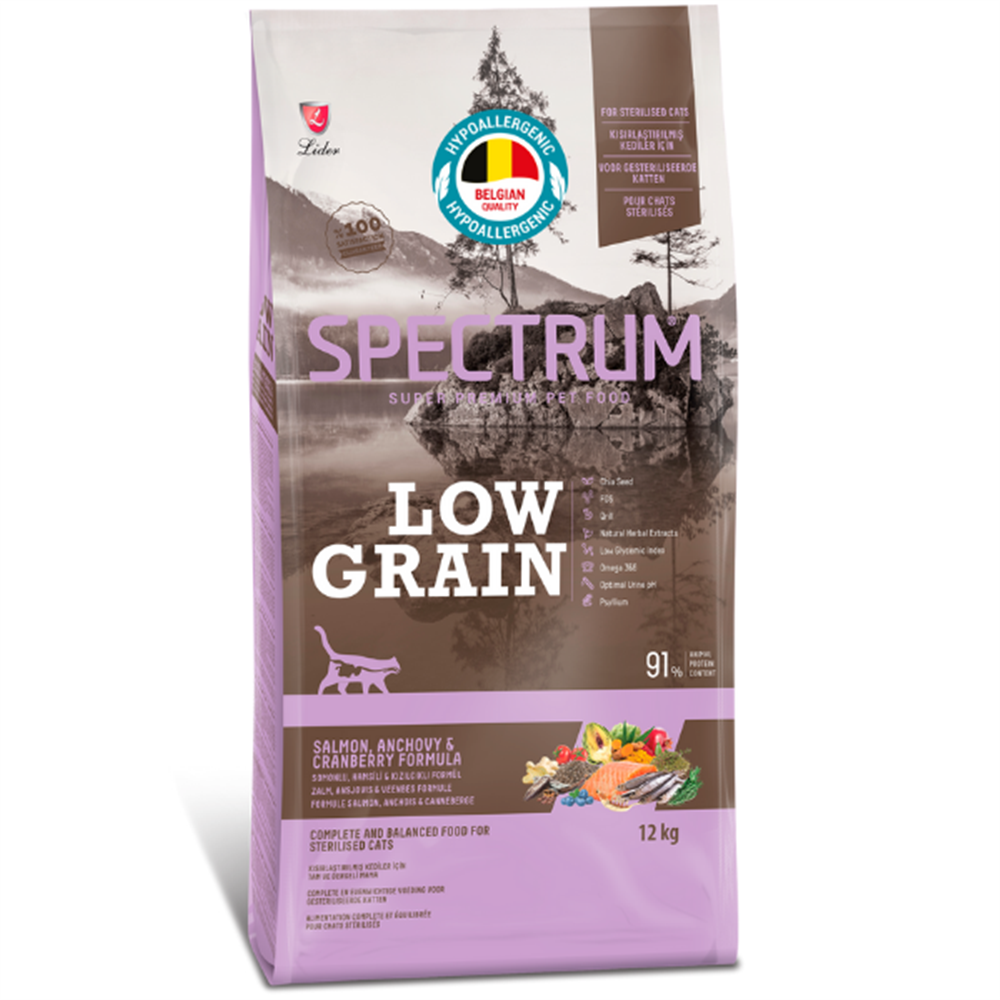 Spectrum Low Grain Somonlu ve Hamsili Kısırlaştırılmış Yetişkin Kedi Maması 12+1 Kg